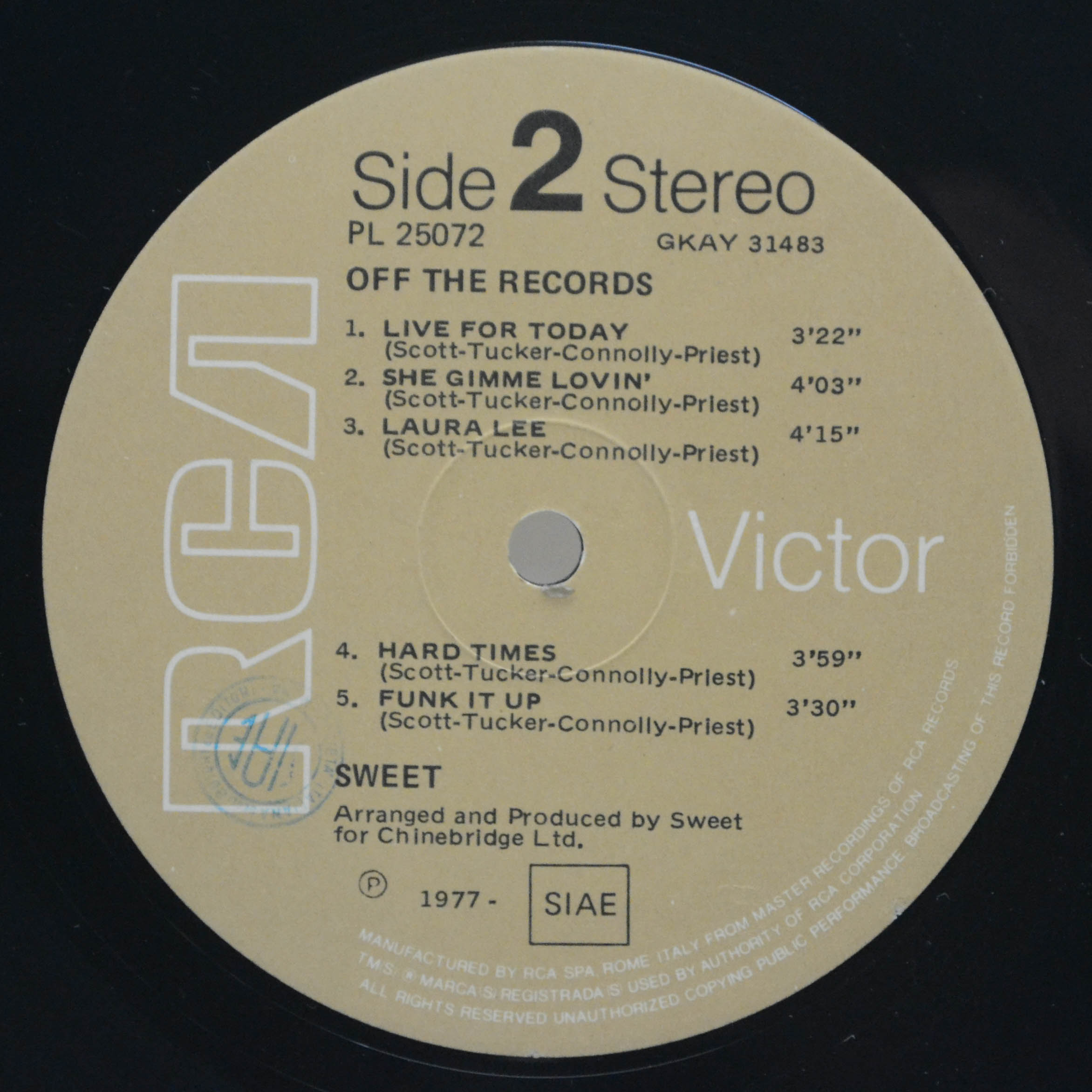 Виниловая пластинка Sweet — Off The Record, 1977