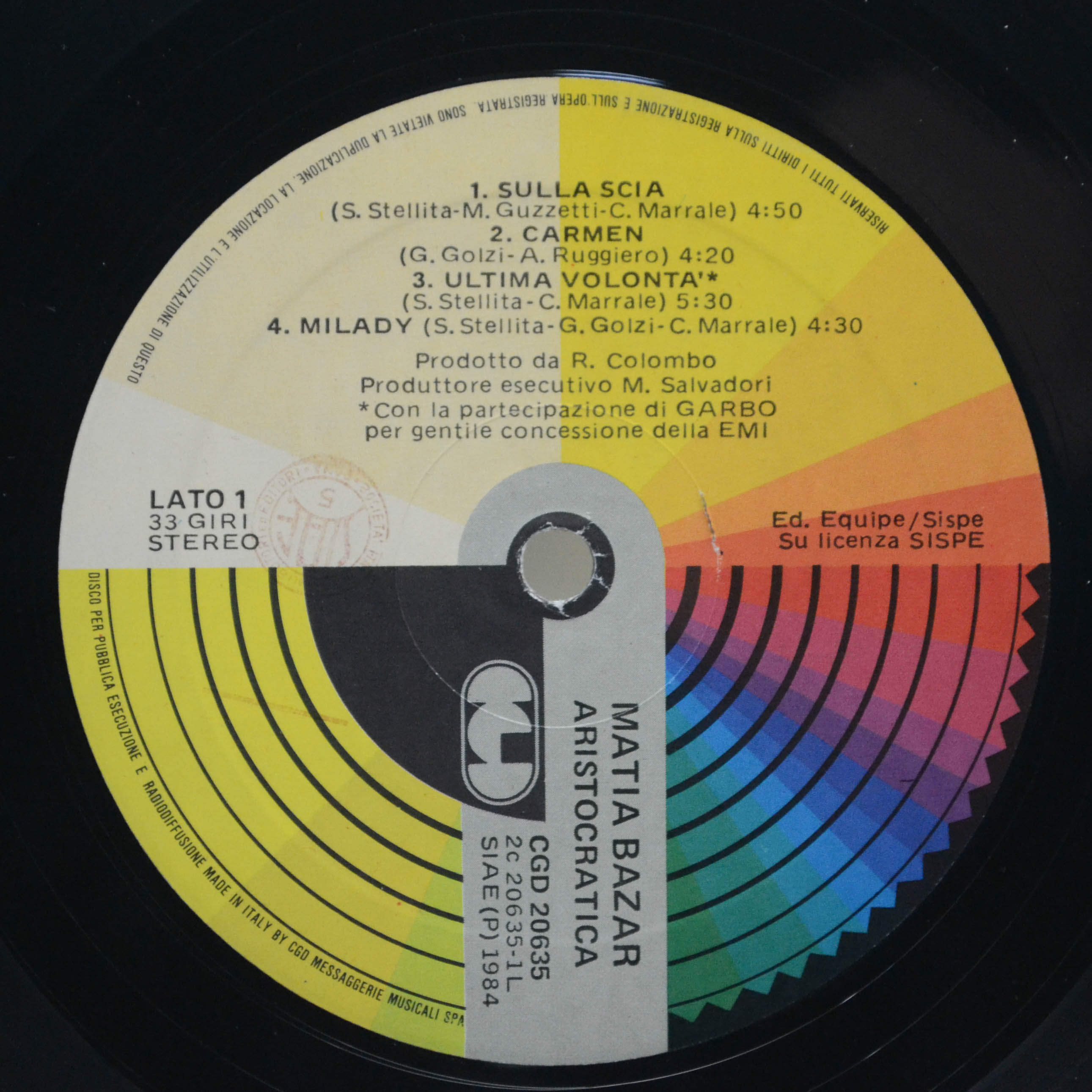 Matia Bazar — Aristocratica (Italy), 1984