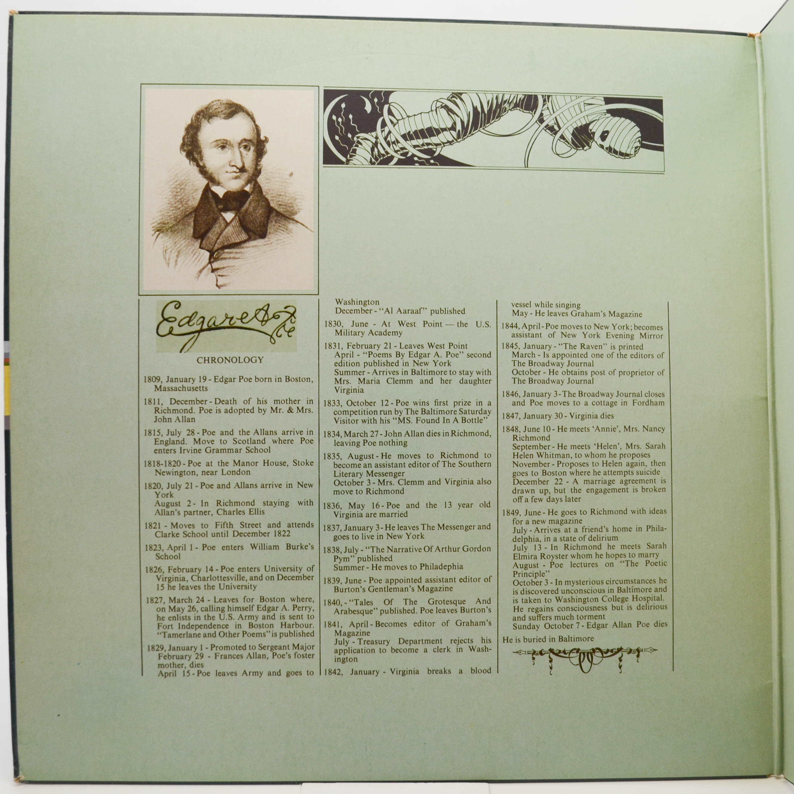 The Alan Parsons Project — Tales Of Mystery And Imagination . Edgar Allan Poe, 1976