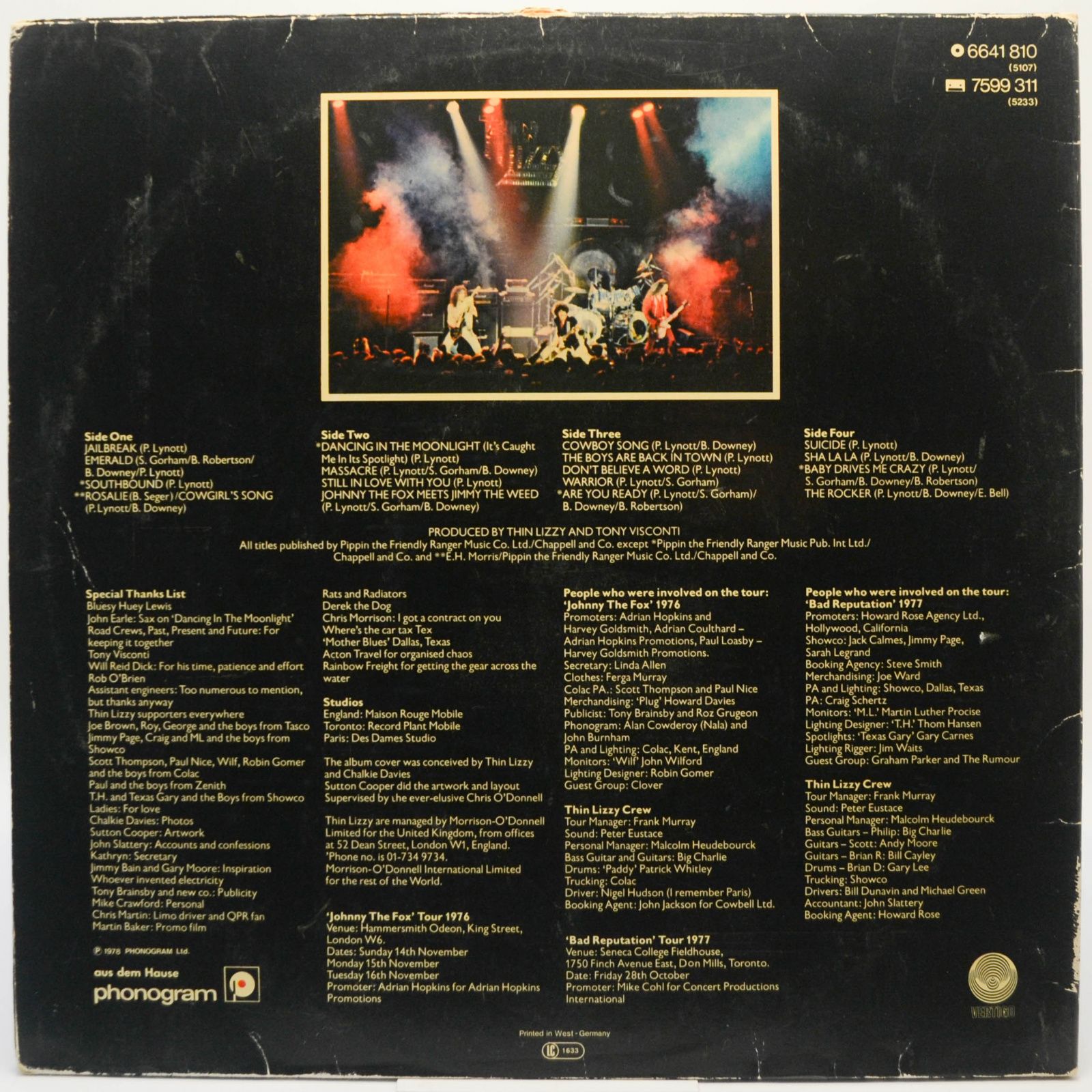 Thin Lizzy — Live And Dangerous (2LP), 1978