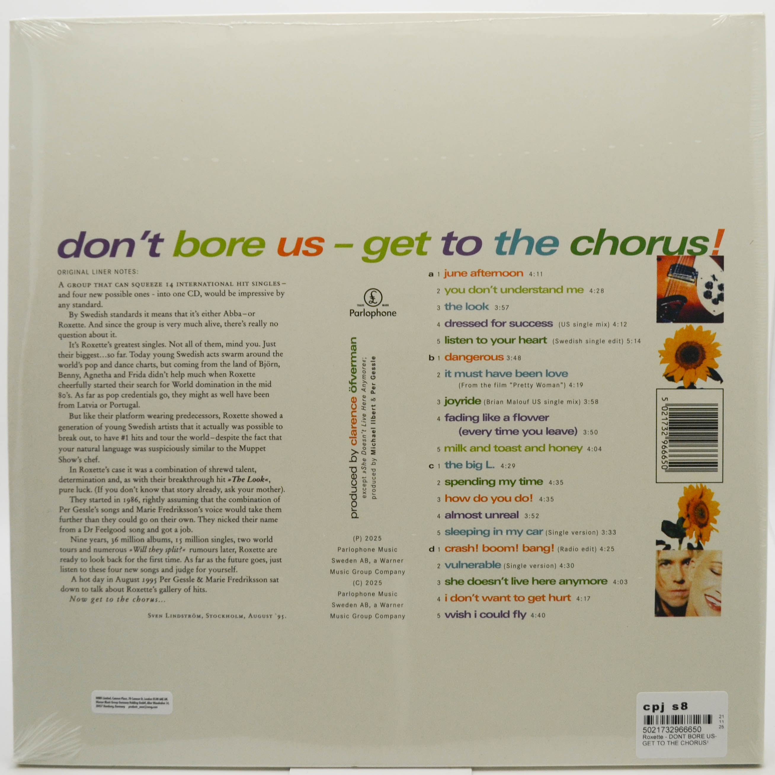 Виниловая пластинка Roxette — Don't Bore Us - Get To The Chorus! (Roxette's Greatest Hits) (2LP), 1995