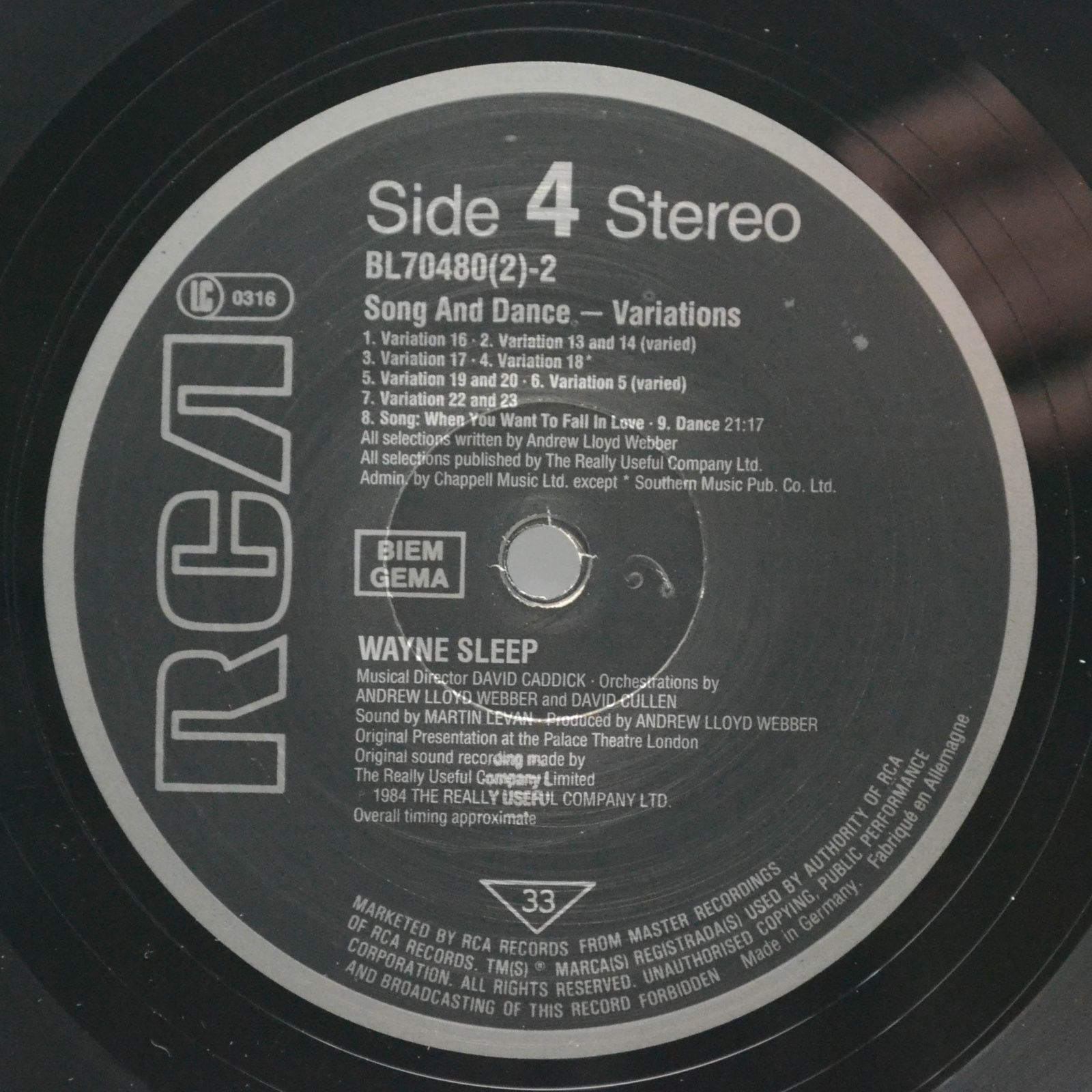 Andrew Lloyd Webber — Song And Dance (2LP), 1984