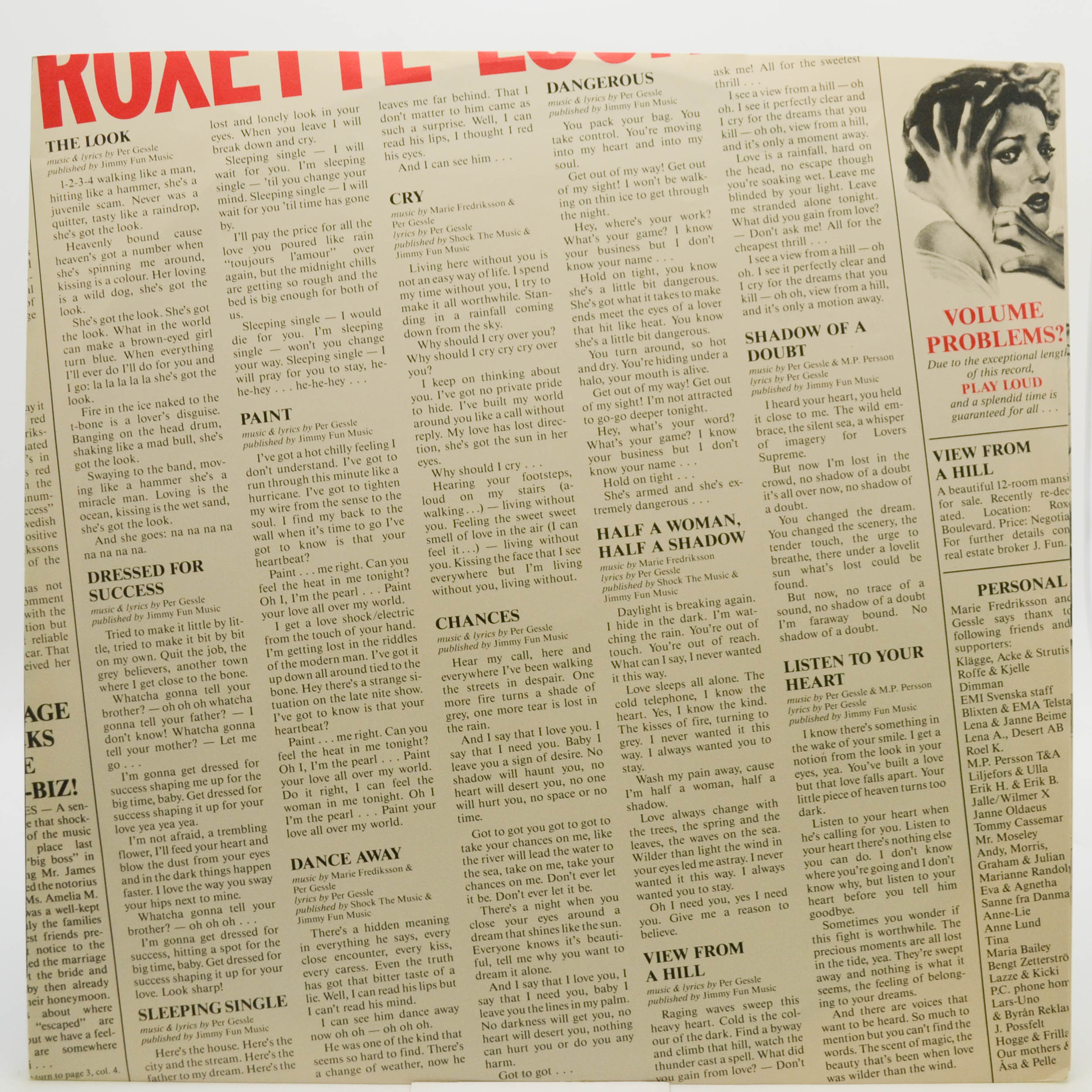 Виниловая пластинка Roxette — Look Sharp! (1-st, Sweden), 1988