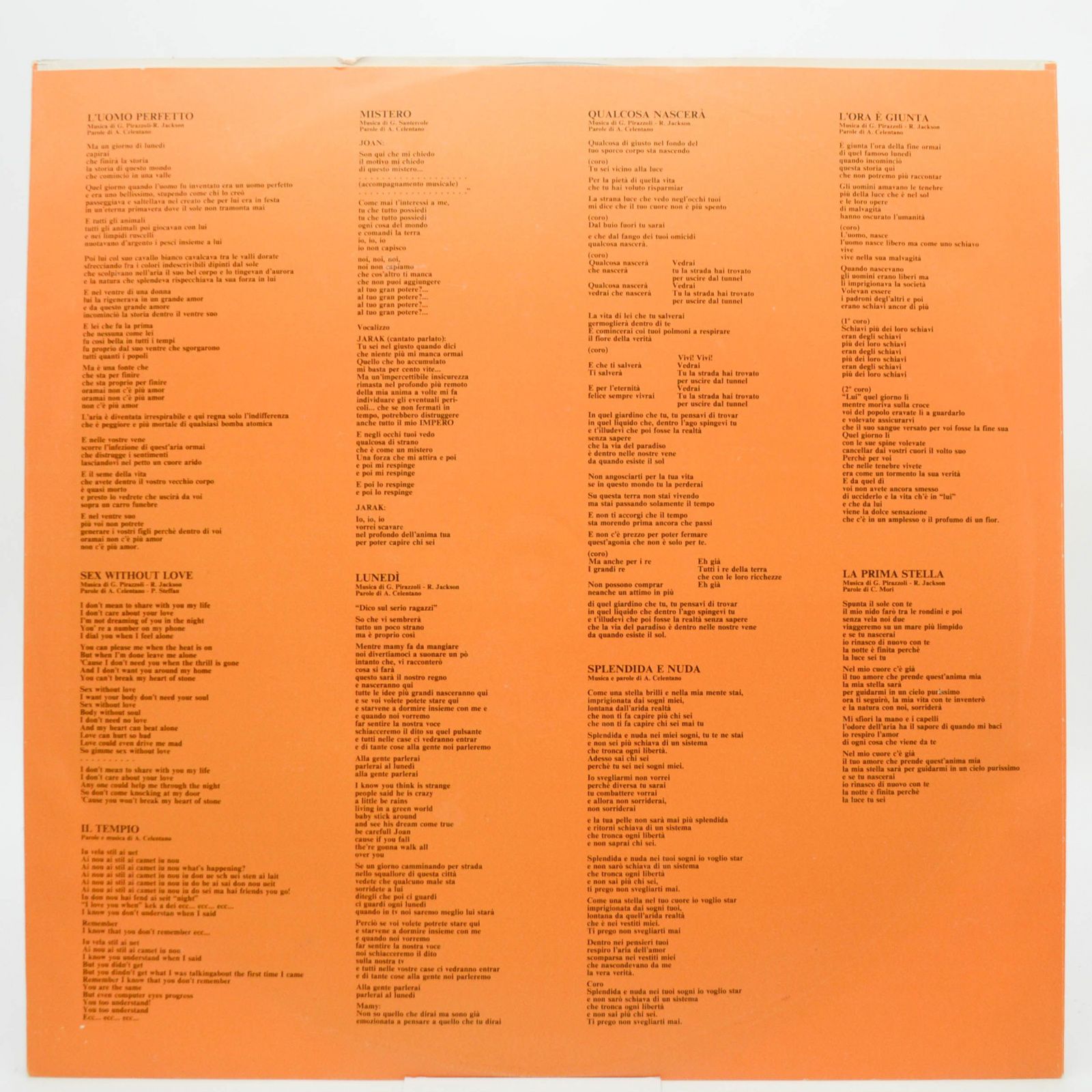 Adriano Celentano — Joan Lui (1-st, Italy, Clan, poster), 1985