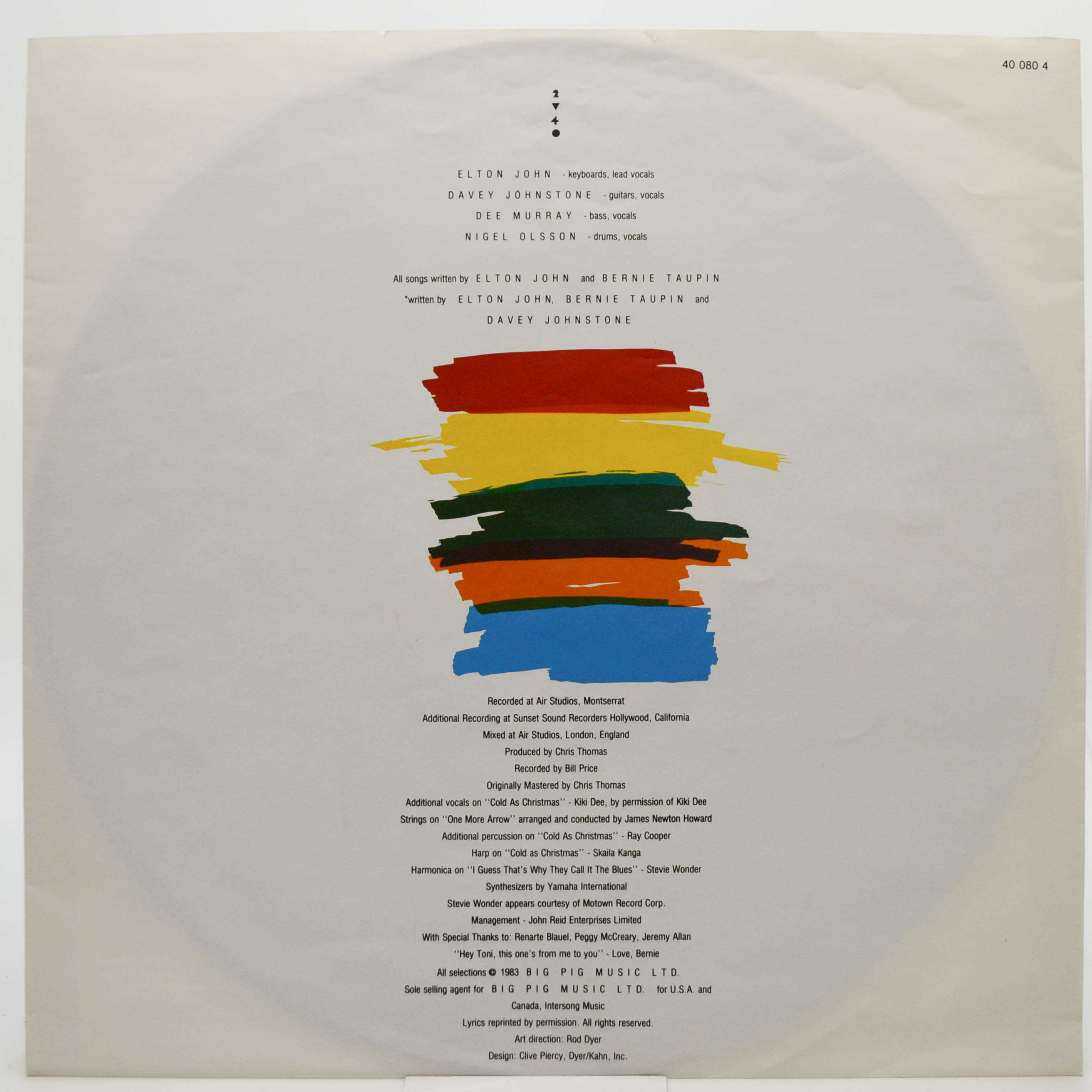 Elton John — Too Low For Zero, 1983