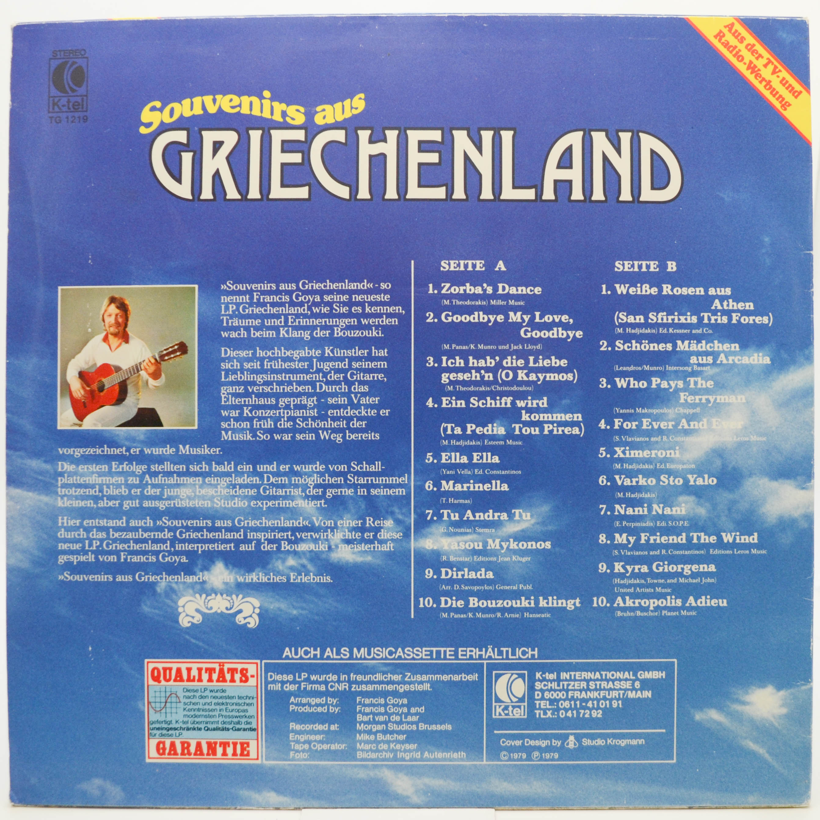 Francis Goya & Les Helleniques — Souvenirs Aus Griechenland, 1979
