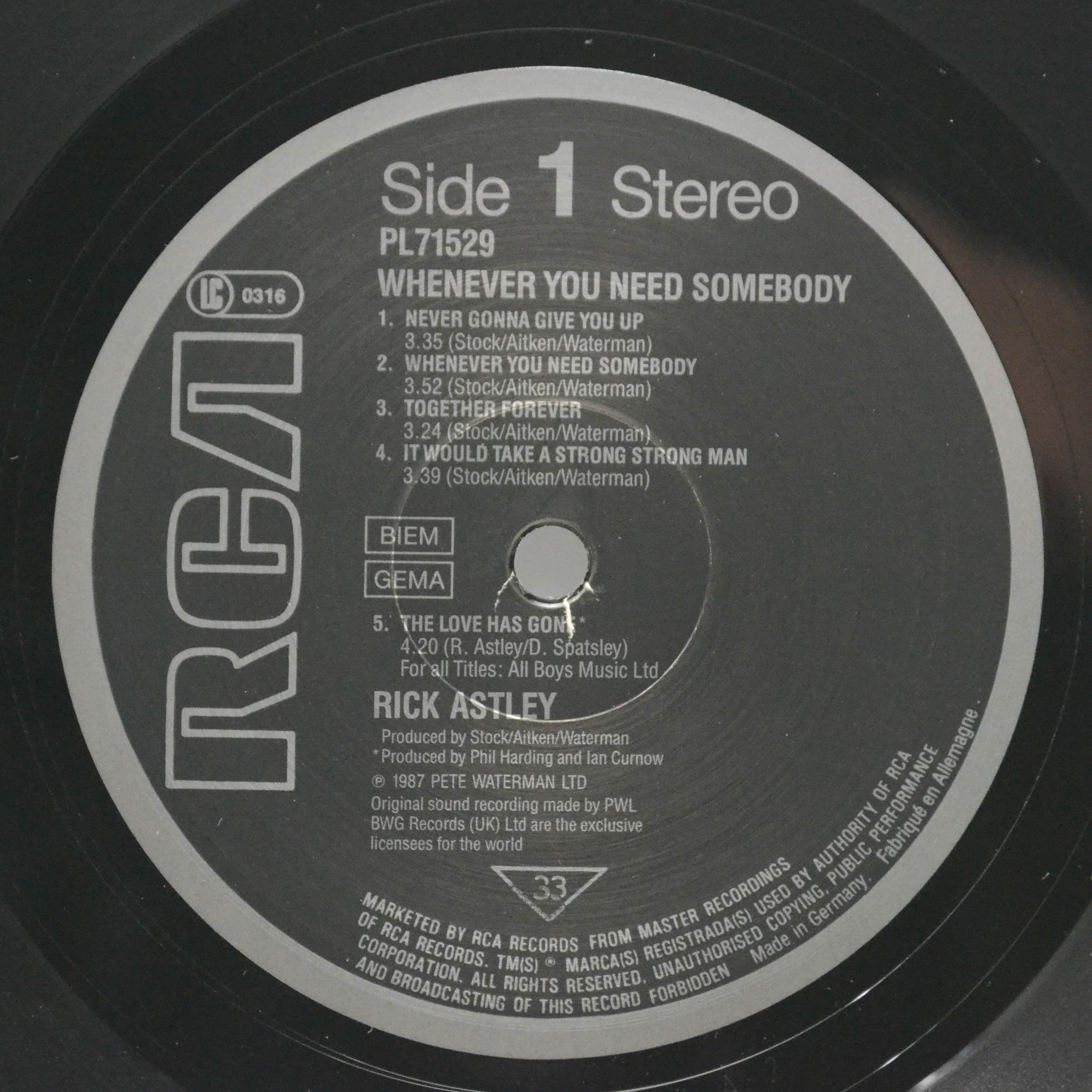 Rick Astley — Whenever You Need Somebody, 1987