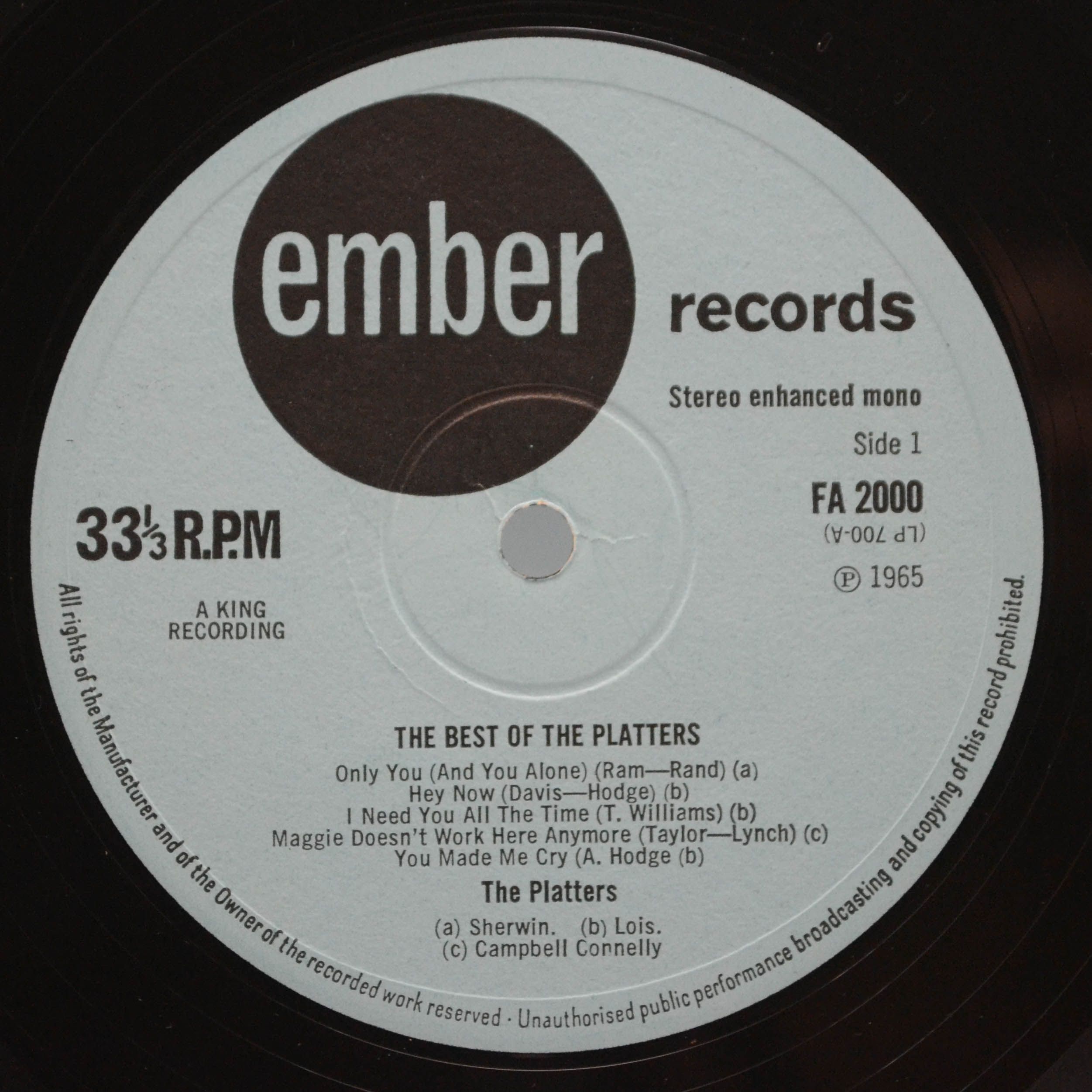 Platters — The Best Of The Platters (UK), 1962