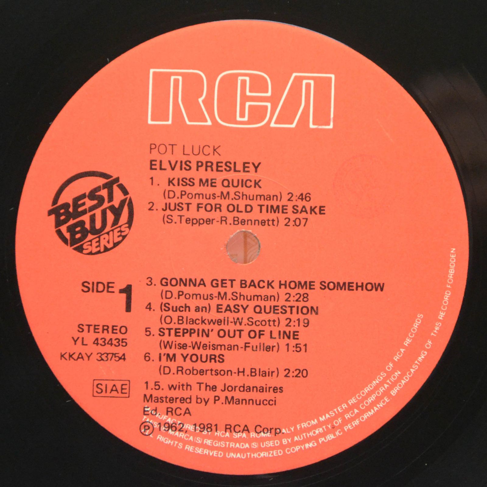 Elvis Presley — Pot Luck, 1981