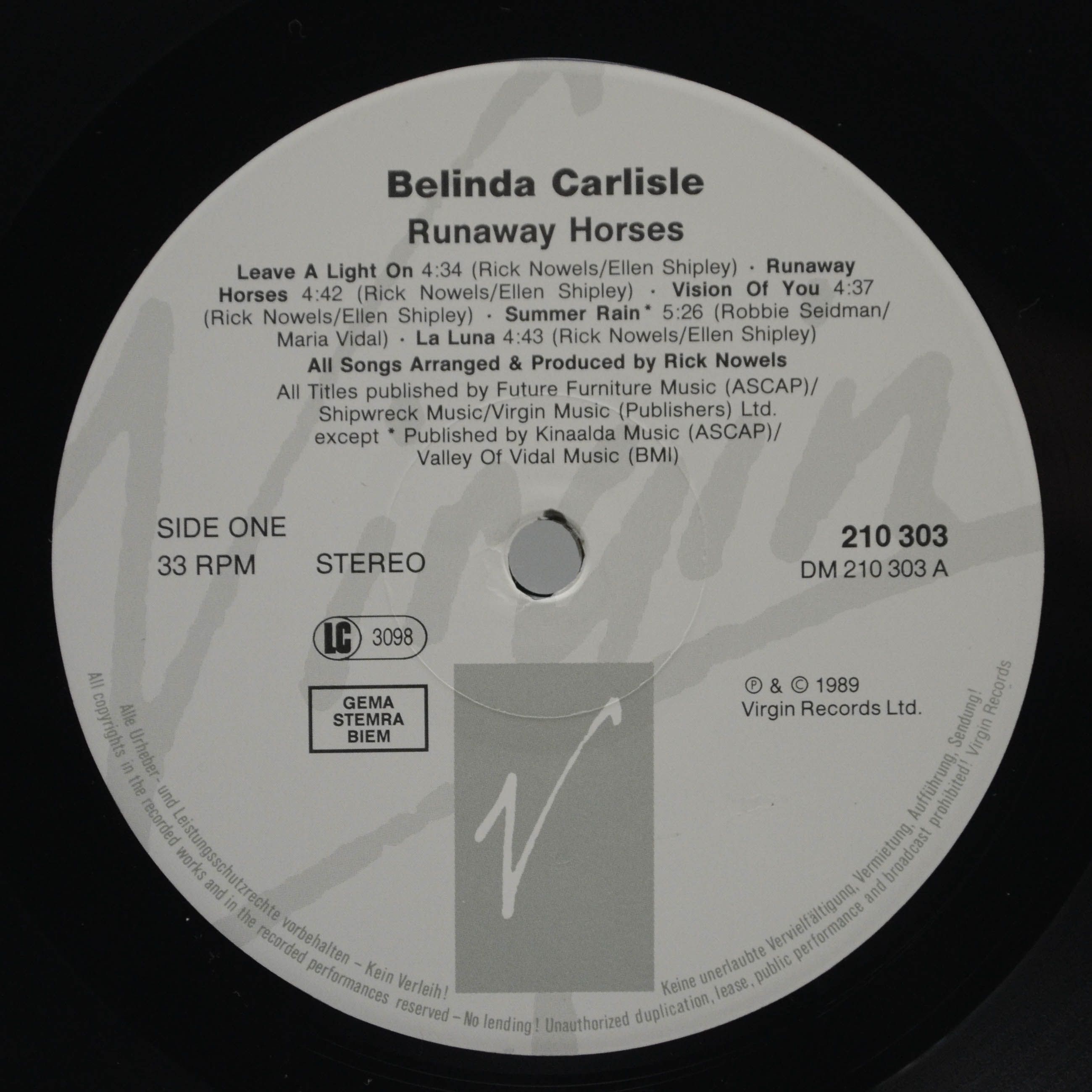 Belinda Carlisle — Runaway Horses, 1989