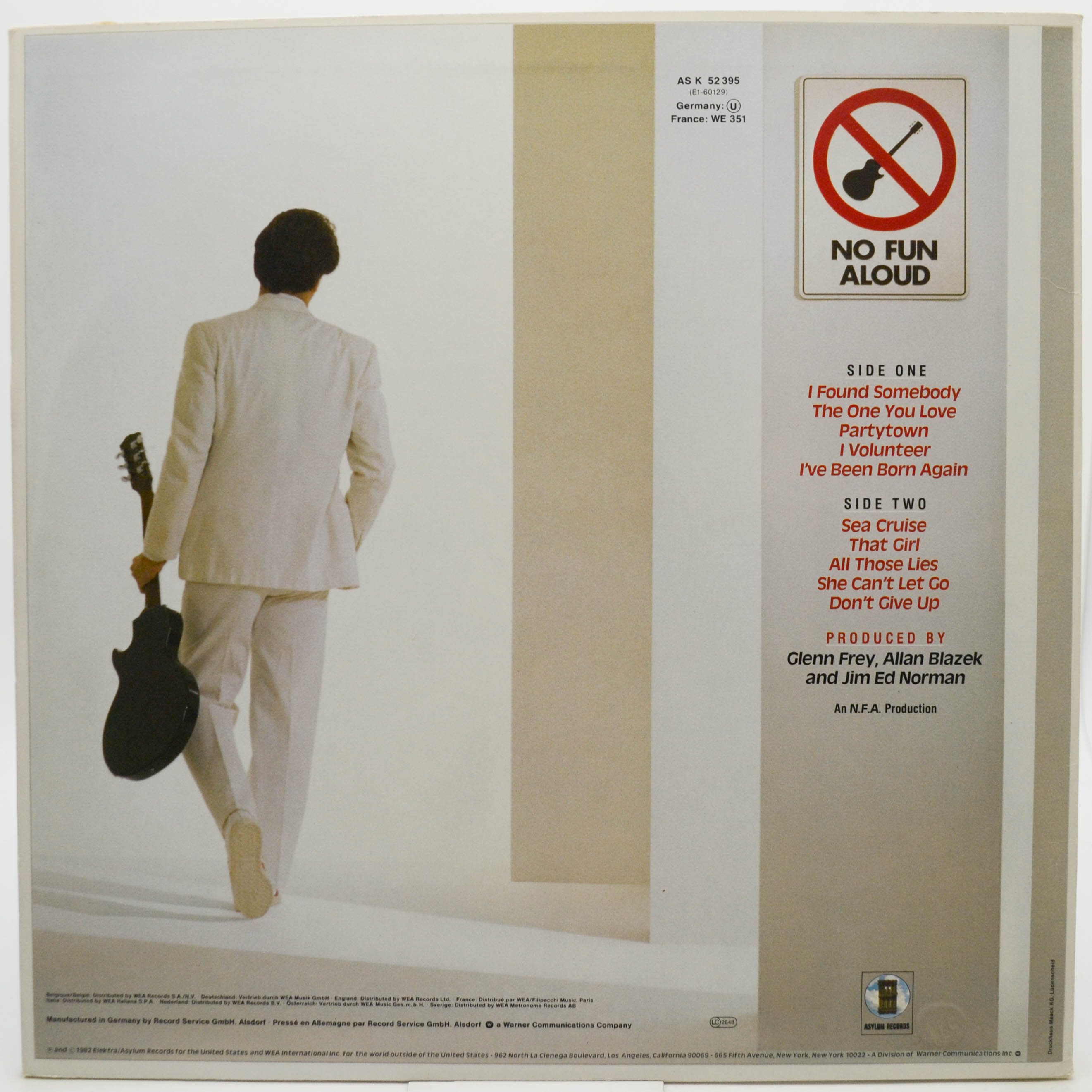 Виниловая пластинка Glenn Frey — No Fun Aloud, 1982