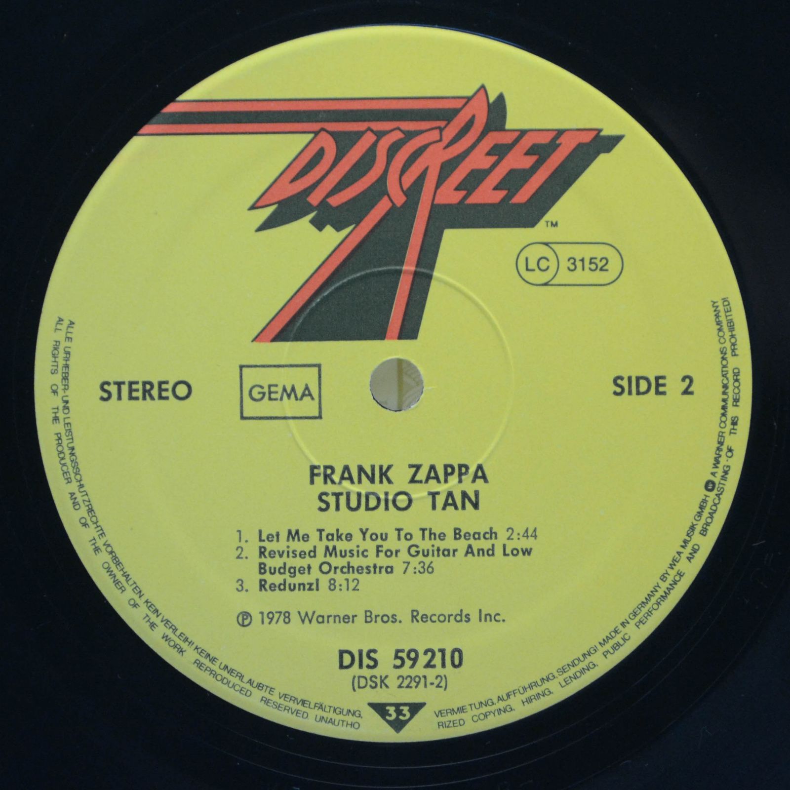 Frank Zappa — Studio Tan, 1978