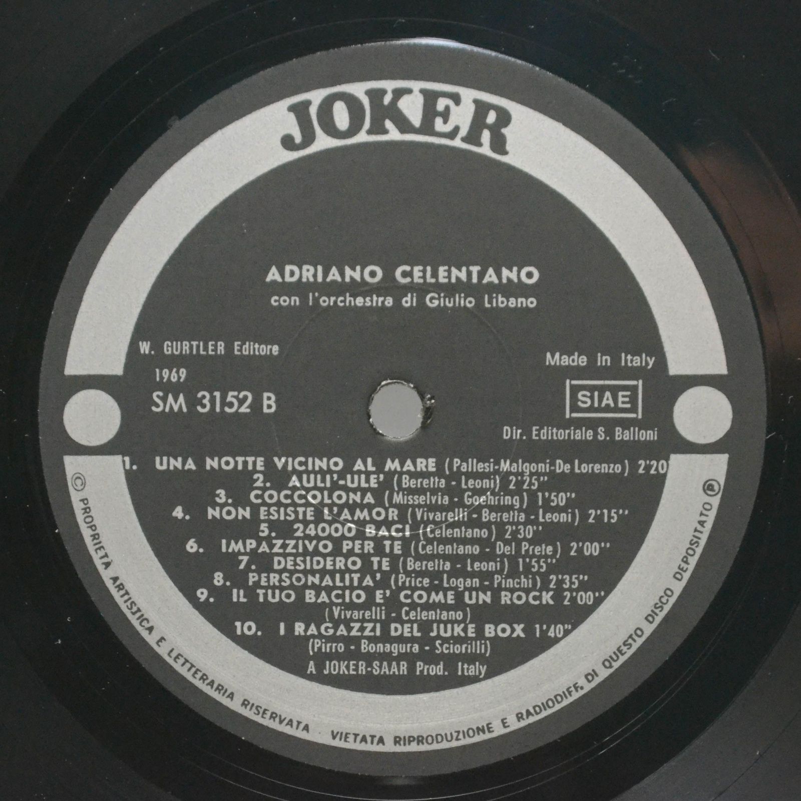 Adriano Celentano Con Giulio Libano E La Sua Orchestra — 20 Successi Di Adriano Celentano (Italy), 1964