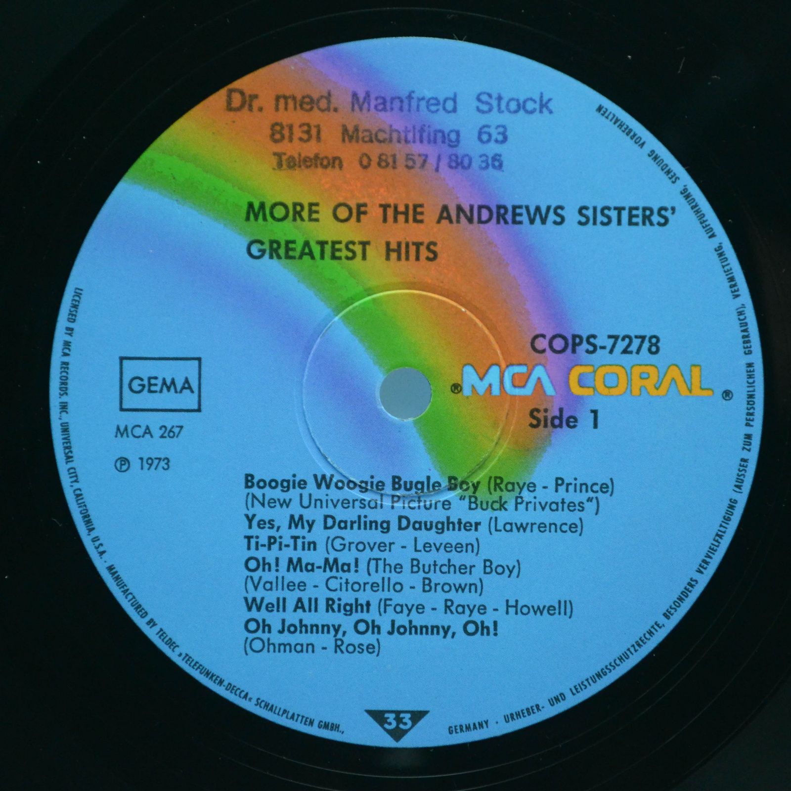 Andrews Sisters — More Of The Andrew Sisters' Greatest Hits, 1973