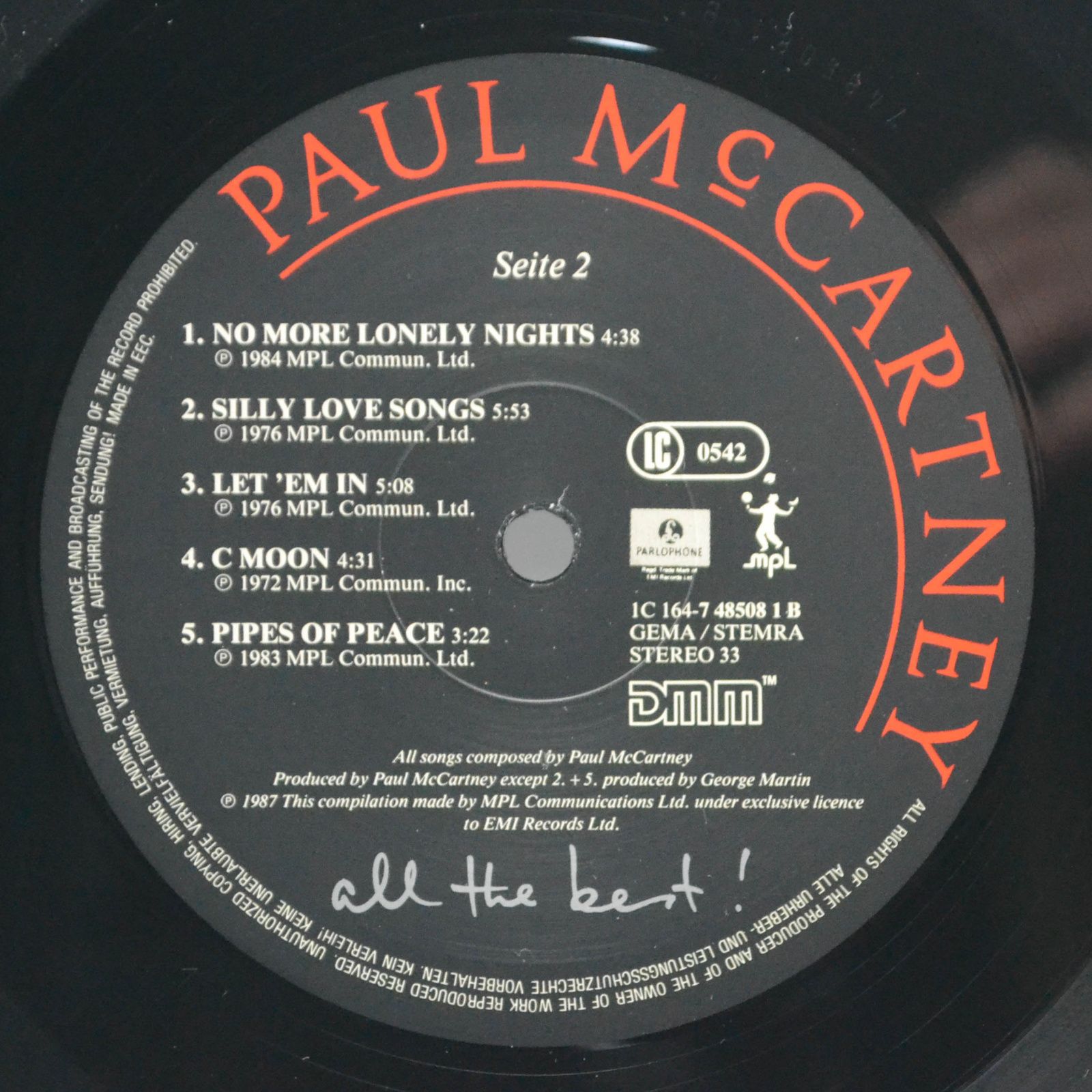 Paul McCartney — All The Best ! (2LP), 1987