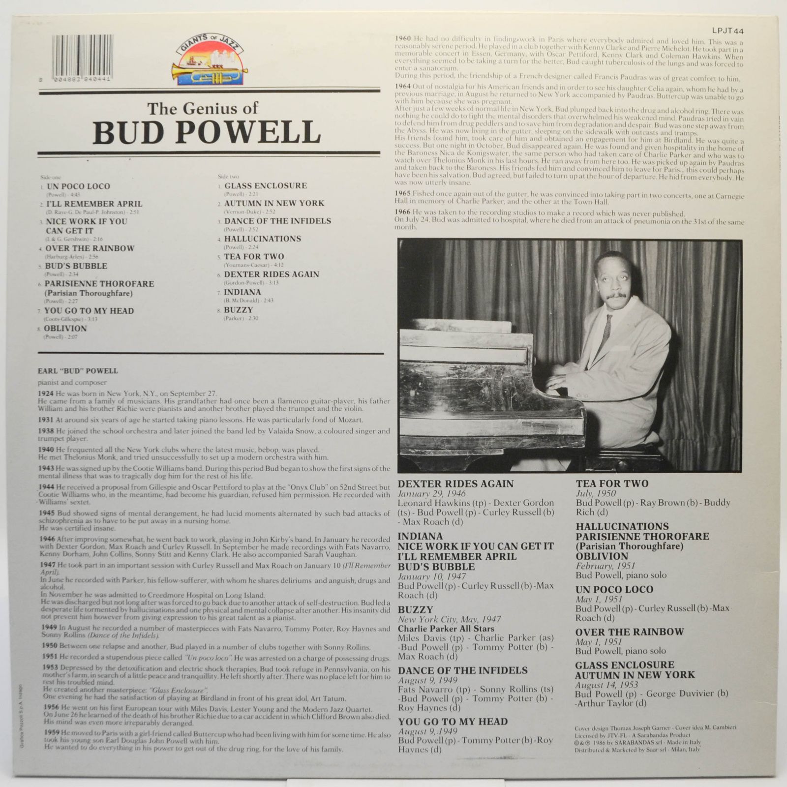 Bud Powell — The Genius Of Bud Powell, 1986