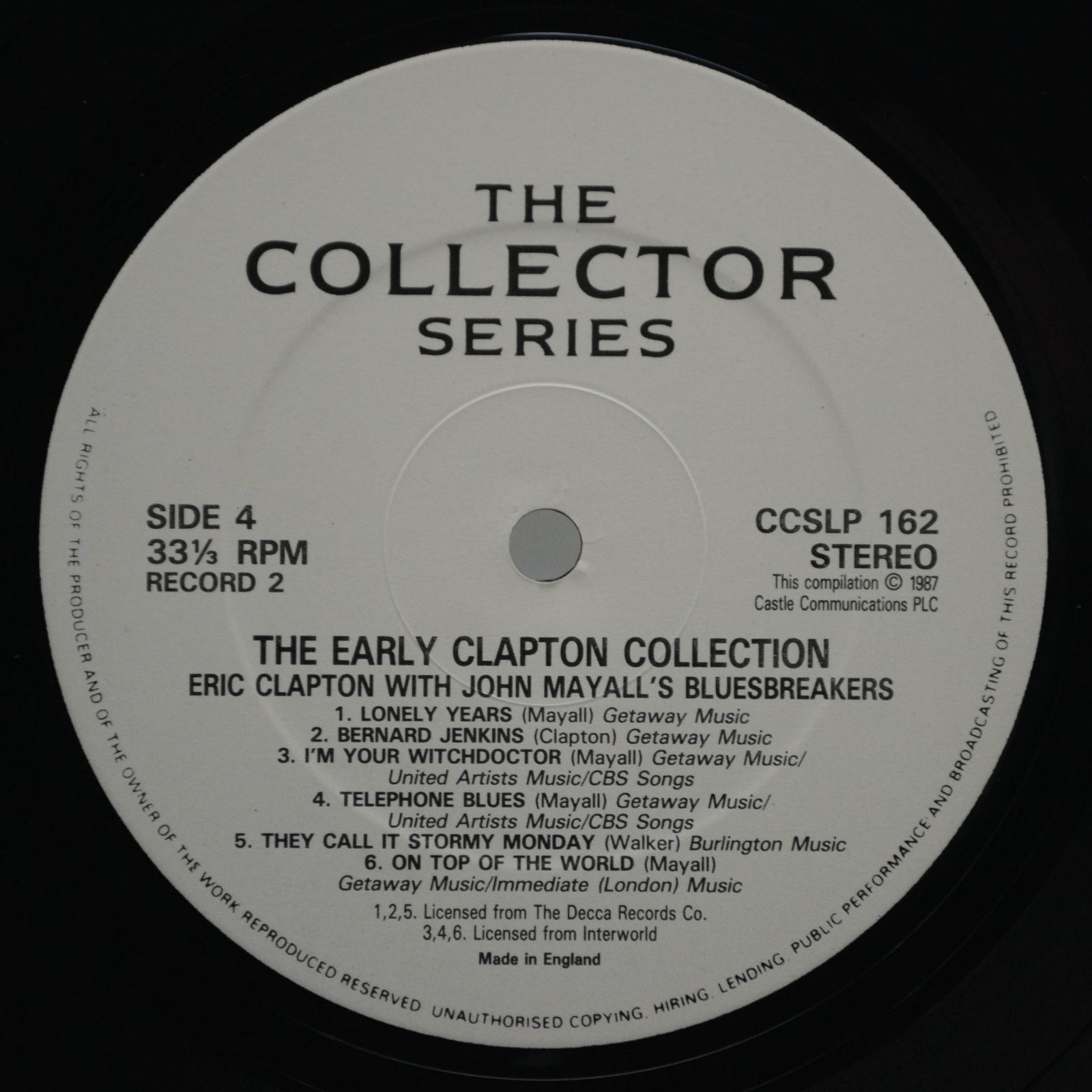 Eric Clapton — The Early Clapton Collection (2LP, UK), 1987