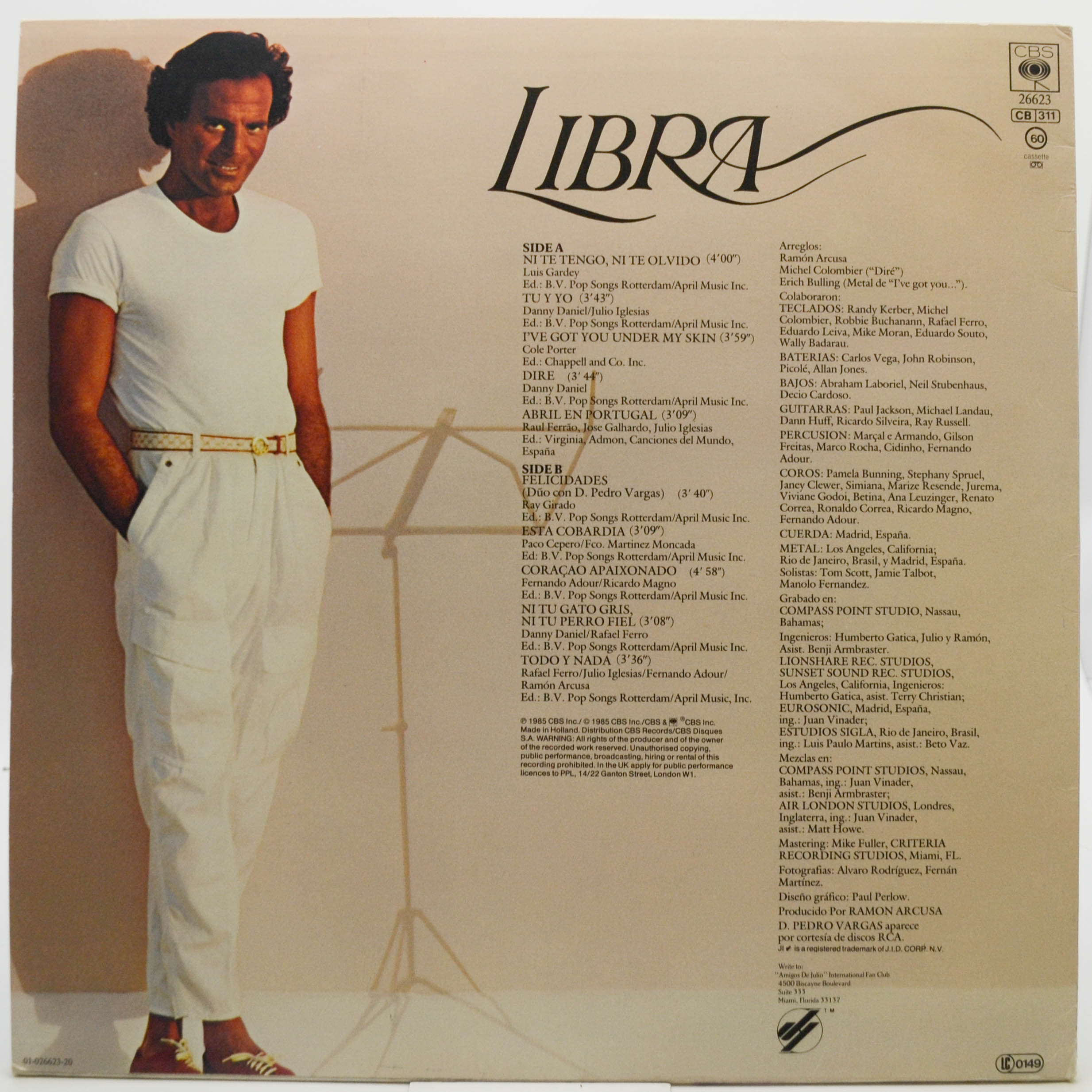 Виниловая пластинка Julio Iglesias — Libra, 1985