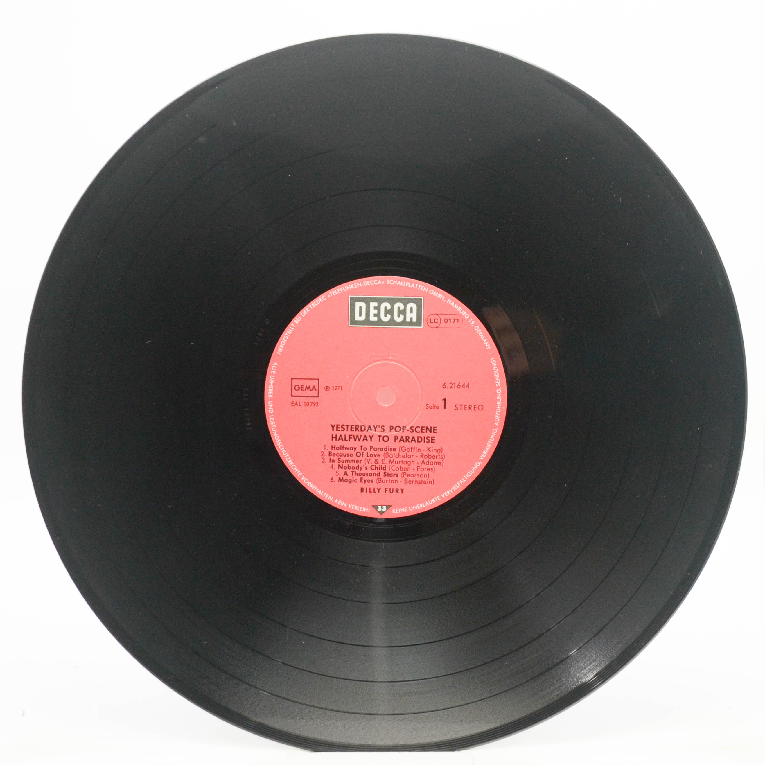 Виниловая пластинка Billy Fury — Halfway To Paradise, 1971