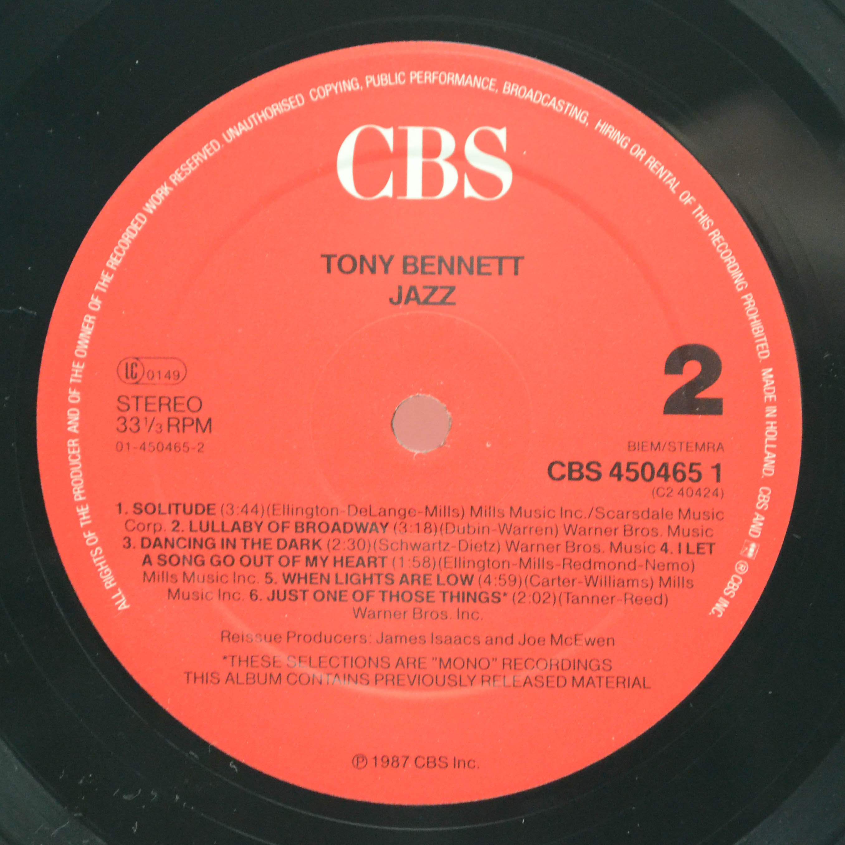 Tony Bennett — Jazz (2LP), 1987