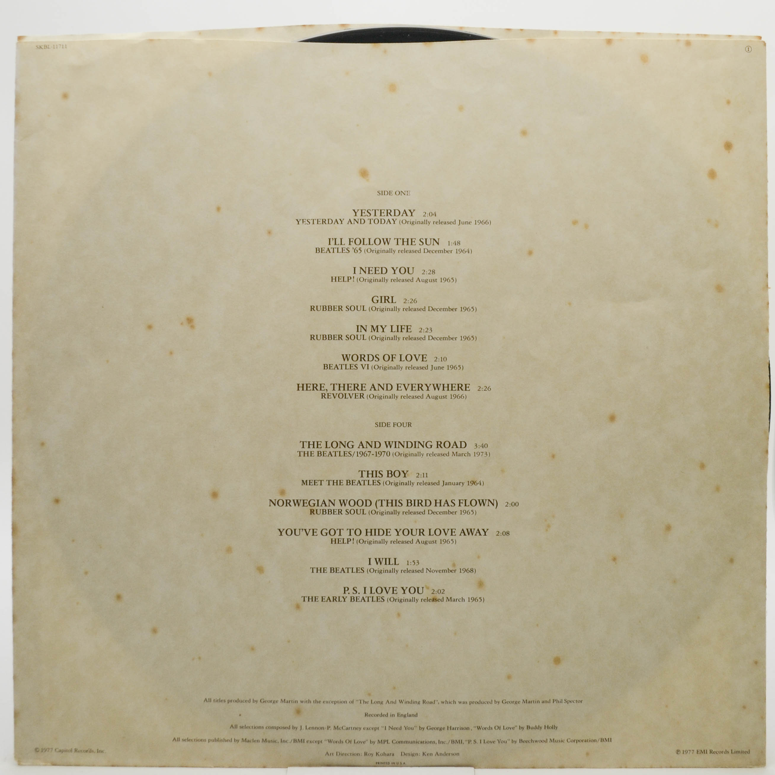 Beatles — Love Songs (2LP, USA), 1977