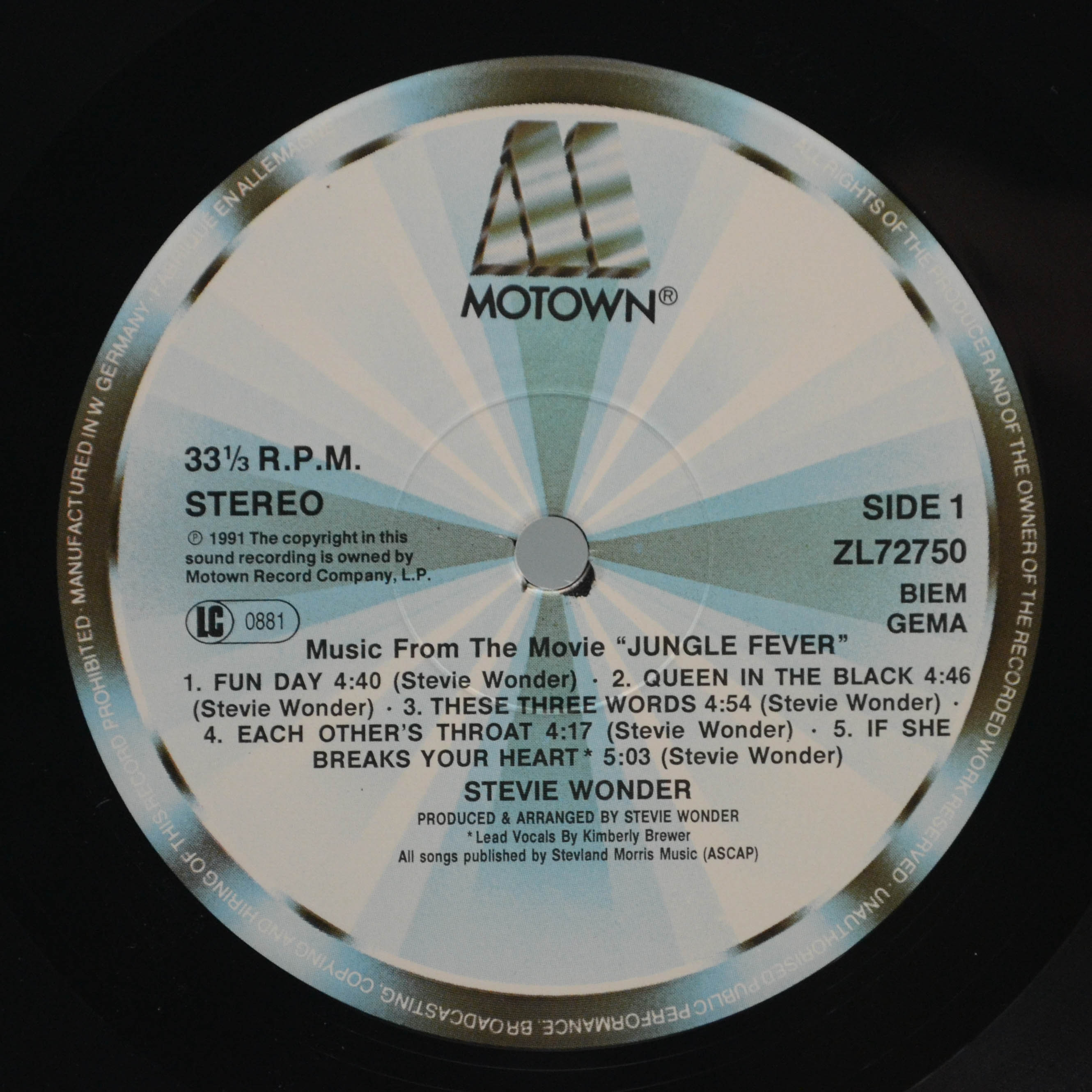 Stevie Wonder — Jungle Fever - Music From The Movie, 1991