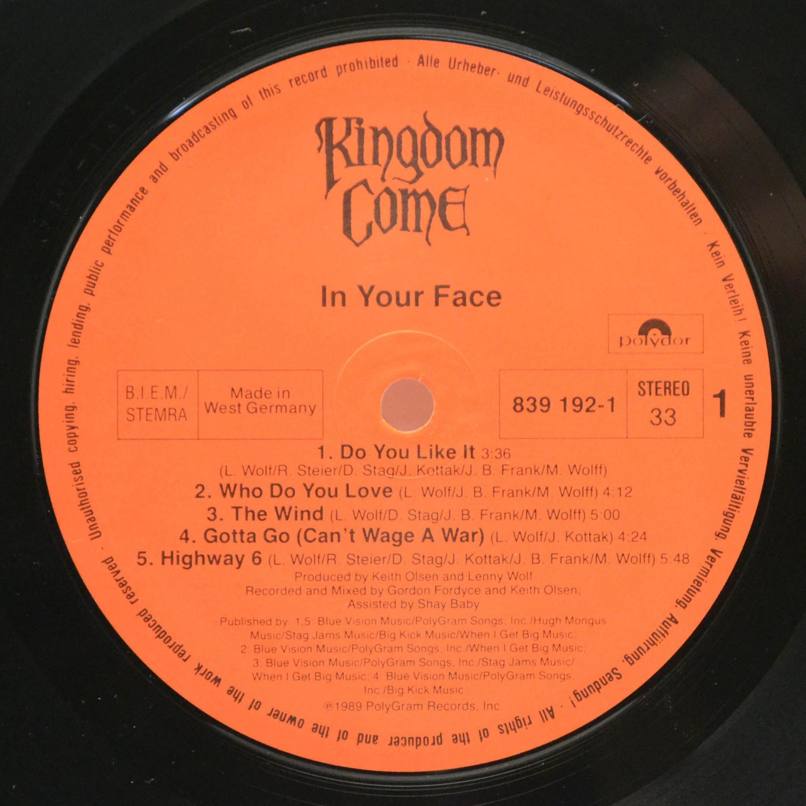 Kingdom Come — In Your Face, 1989