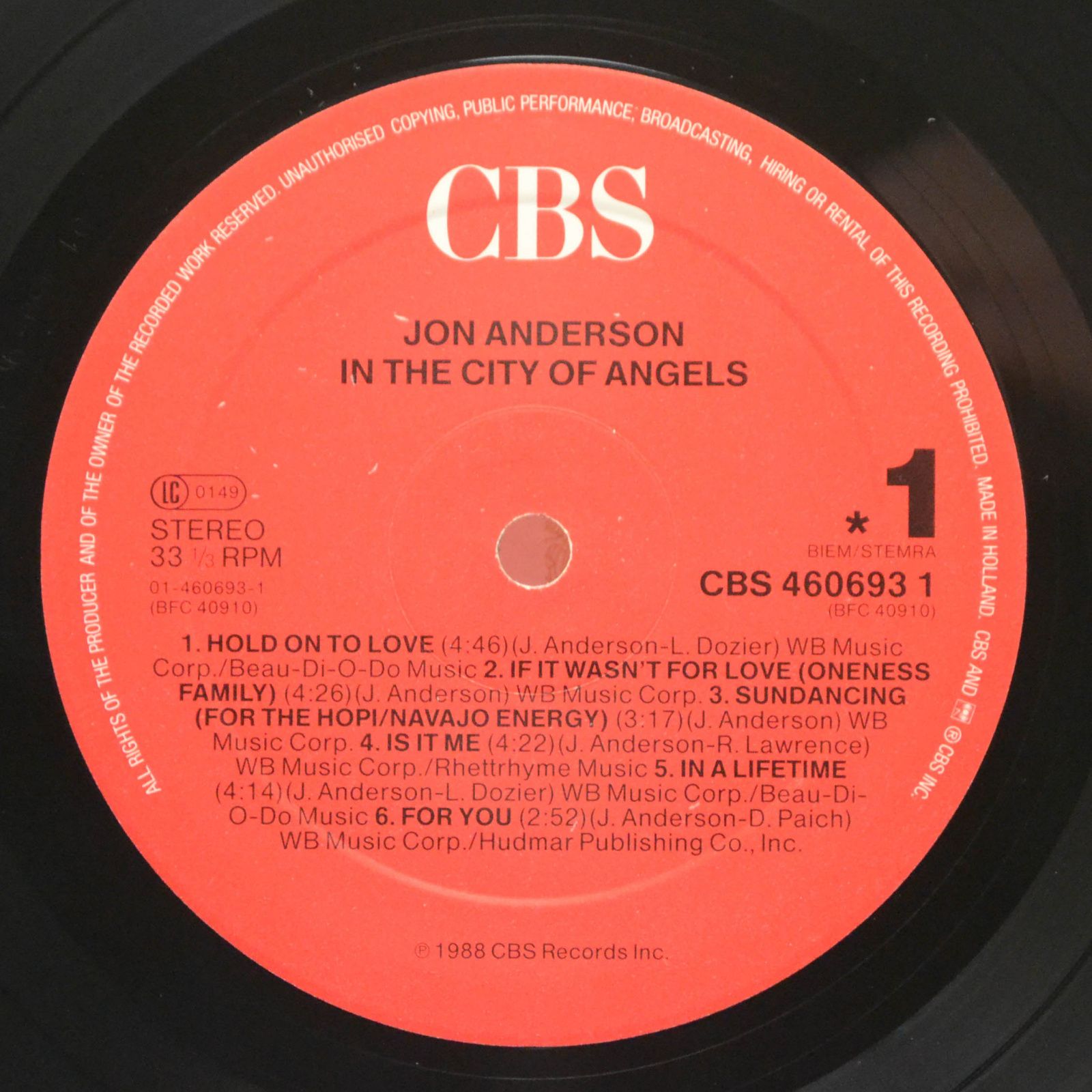 Jon Anderson — In The City Of Angels, 1988