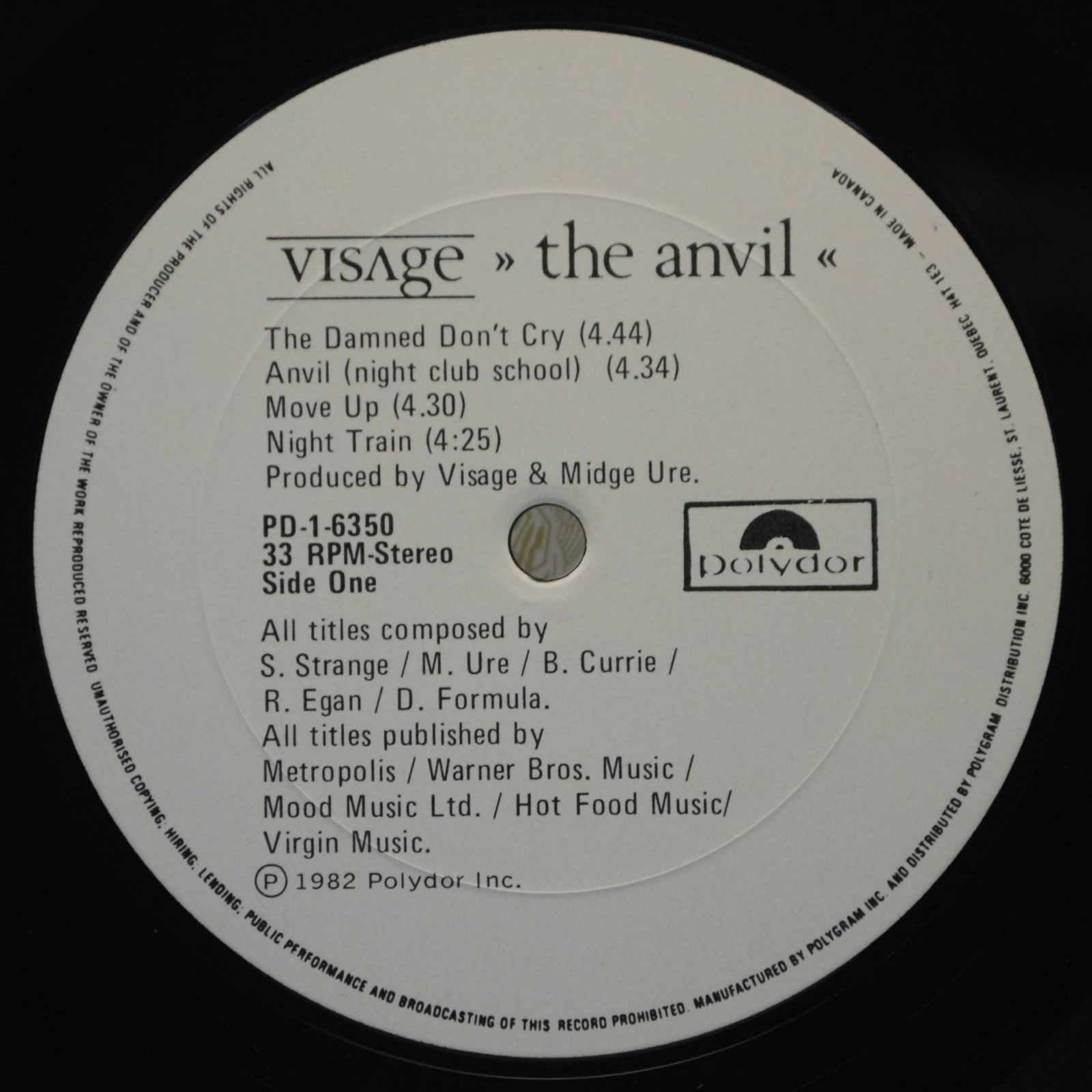 Visage — The Anvil, 1982
