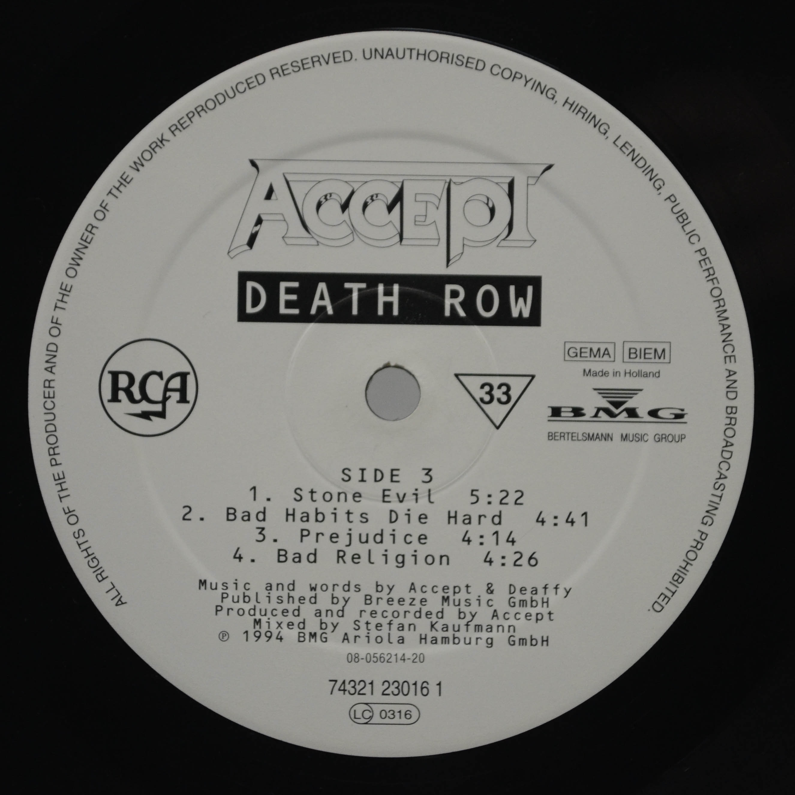 Accept — Death Row (2LP), 1994