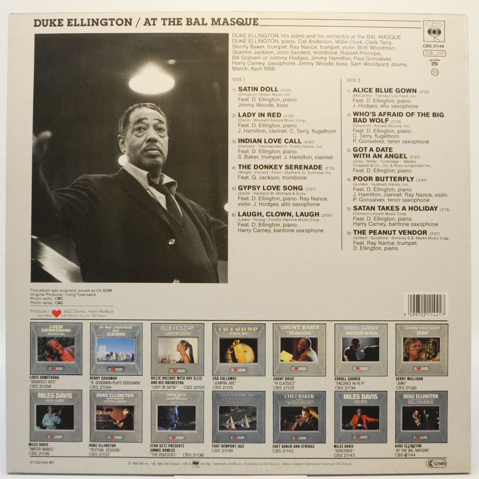 Duke Ellington — Duke Ellington His Piano And His Orchestra At The Bal Masque, 1986