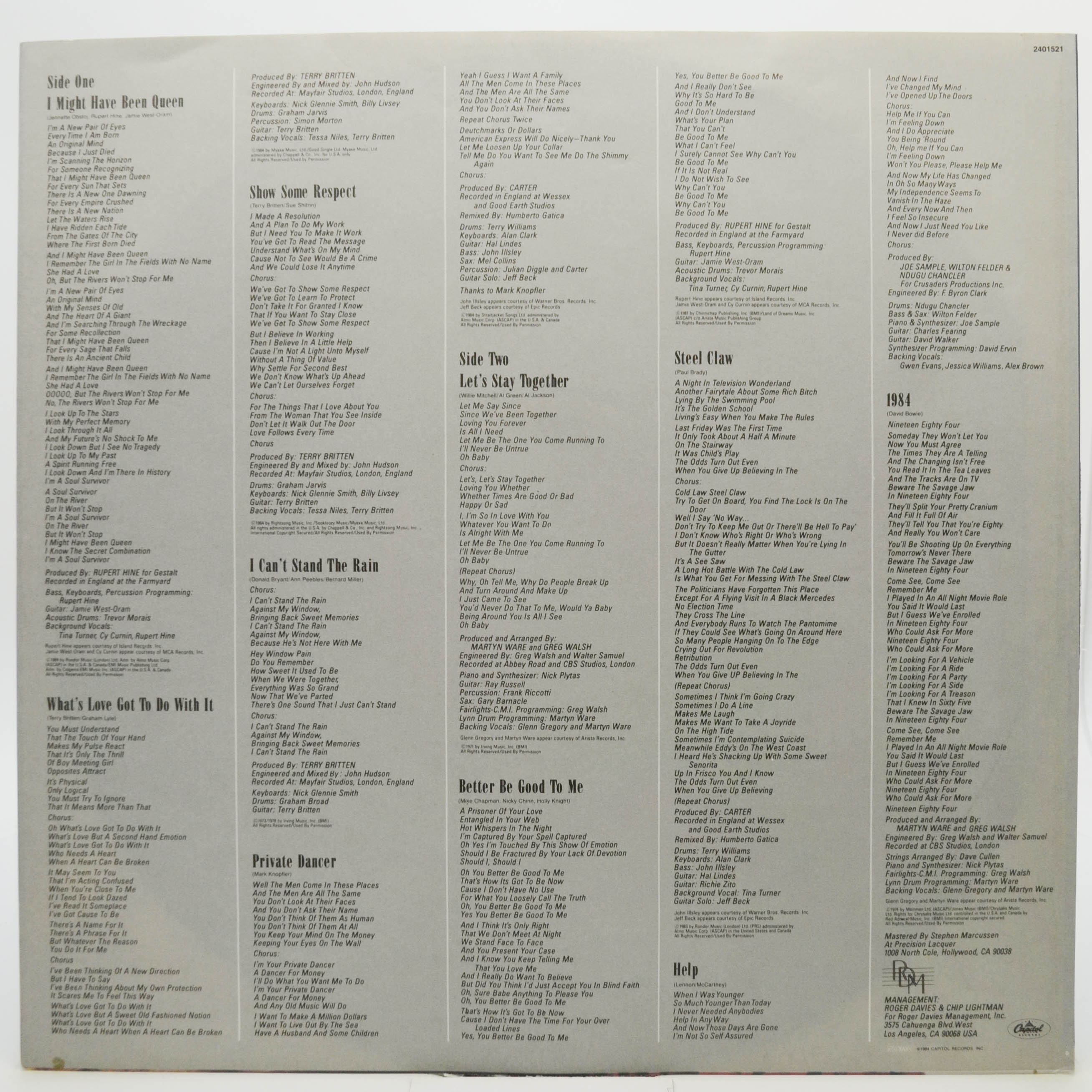 Tina Turner — Private Dancer, 1984