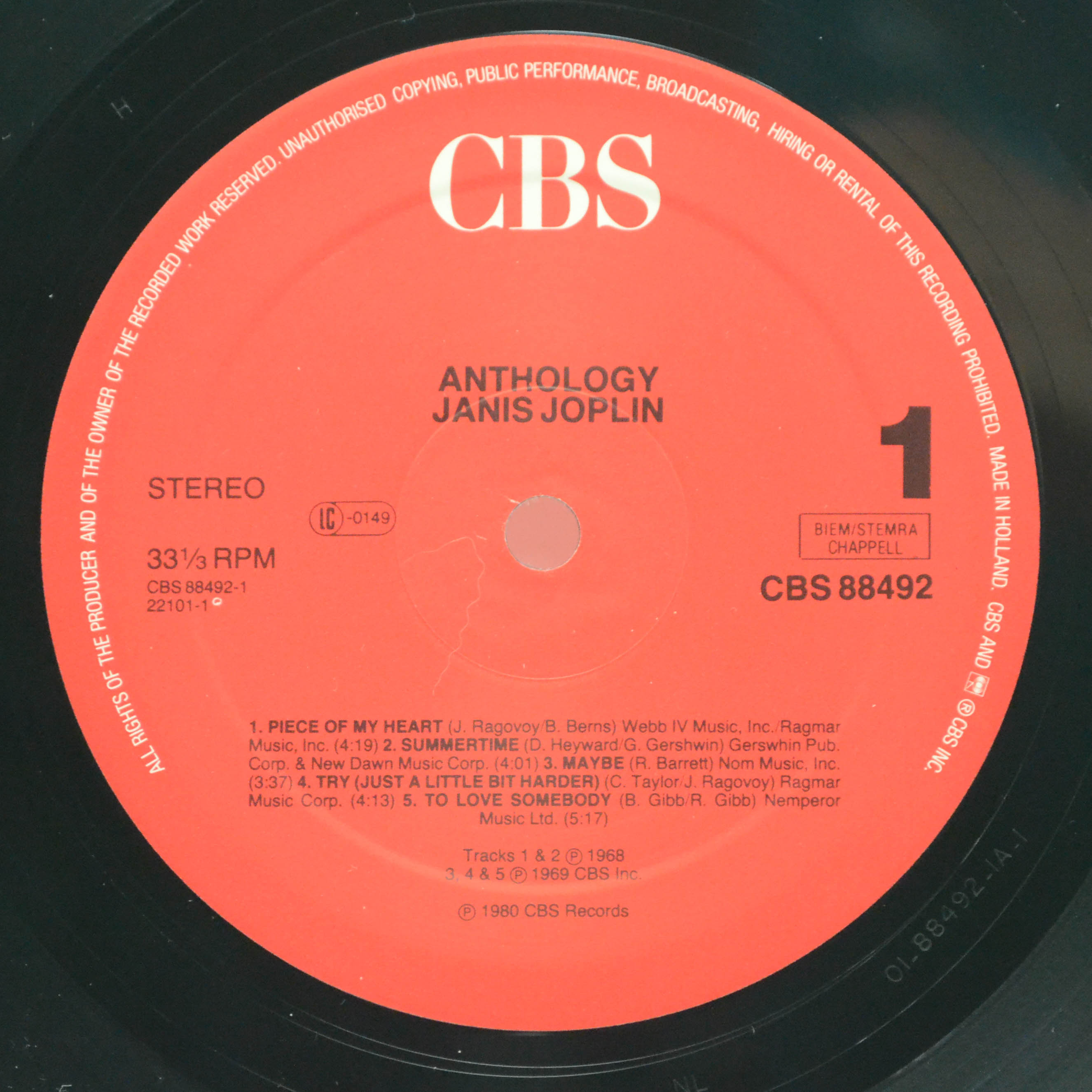 Janis Joplin — Anthology (2LP), 1980