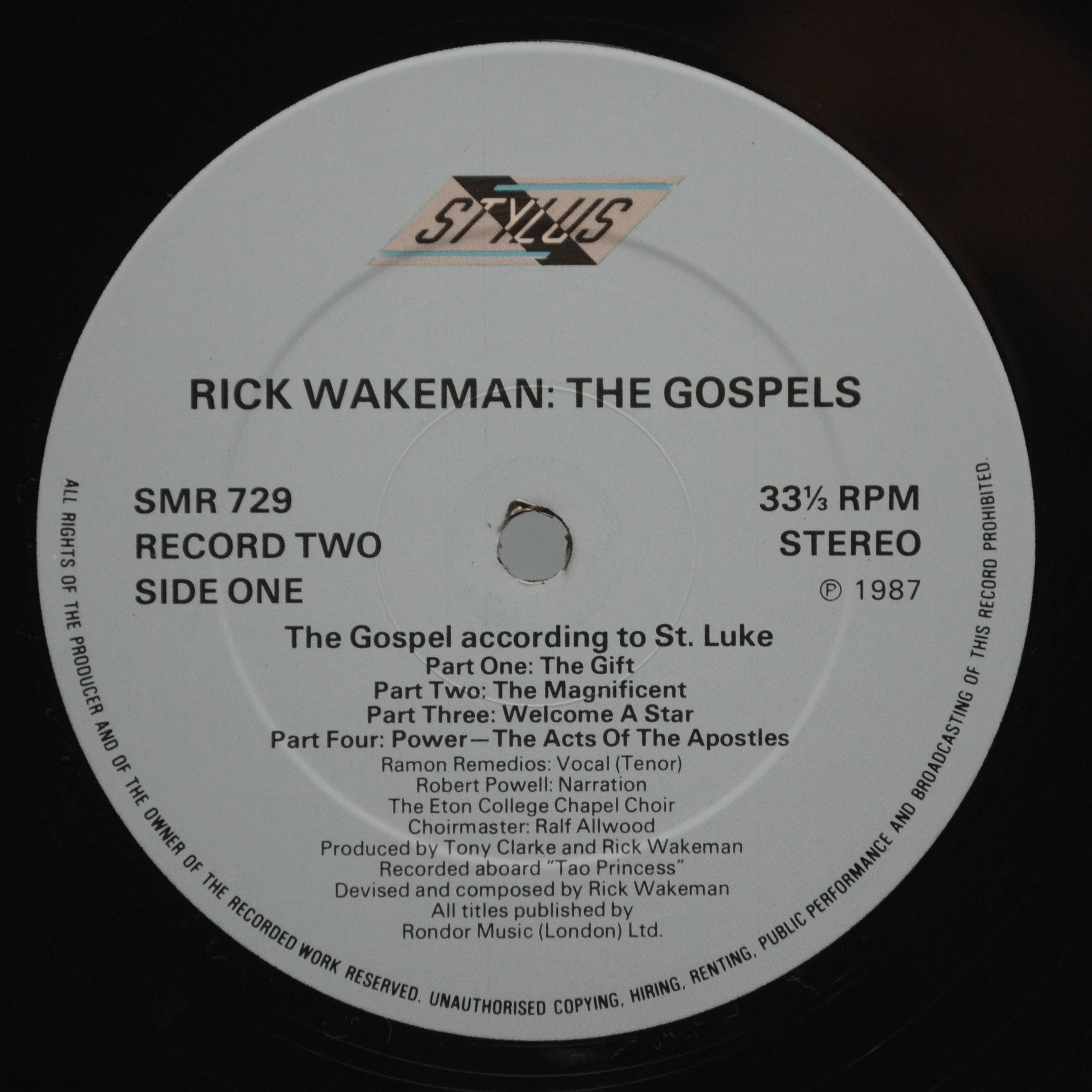 Rick Wakeman — The Gospels (2LP, 1-st, UK), 1987