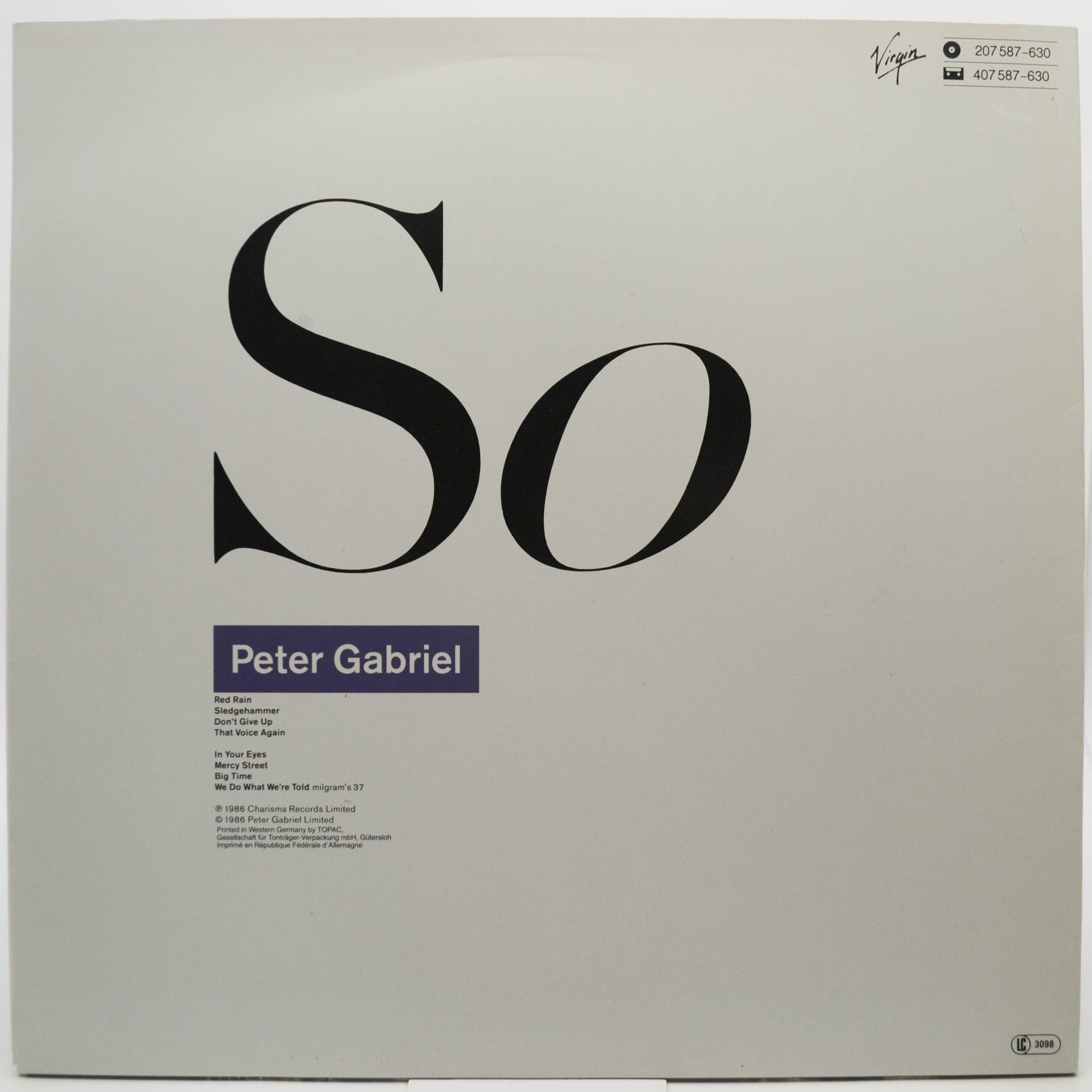 Peter Gabriel — So, 1986