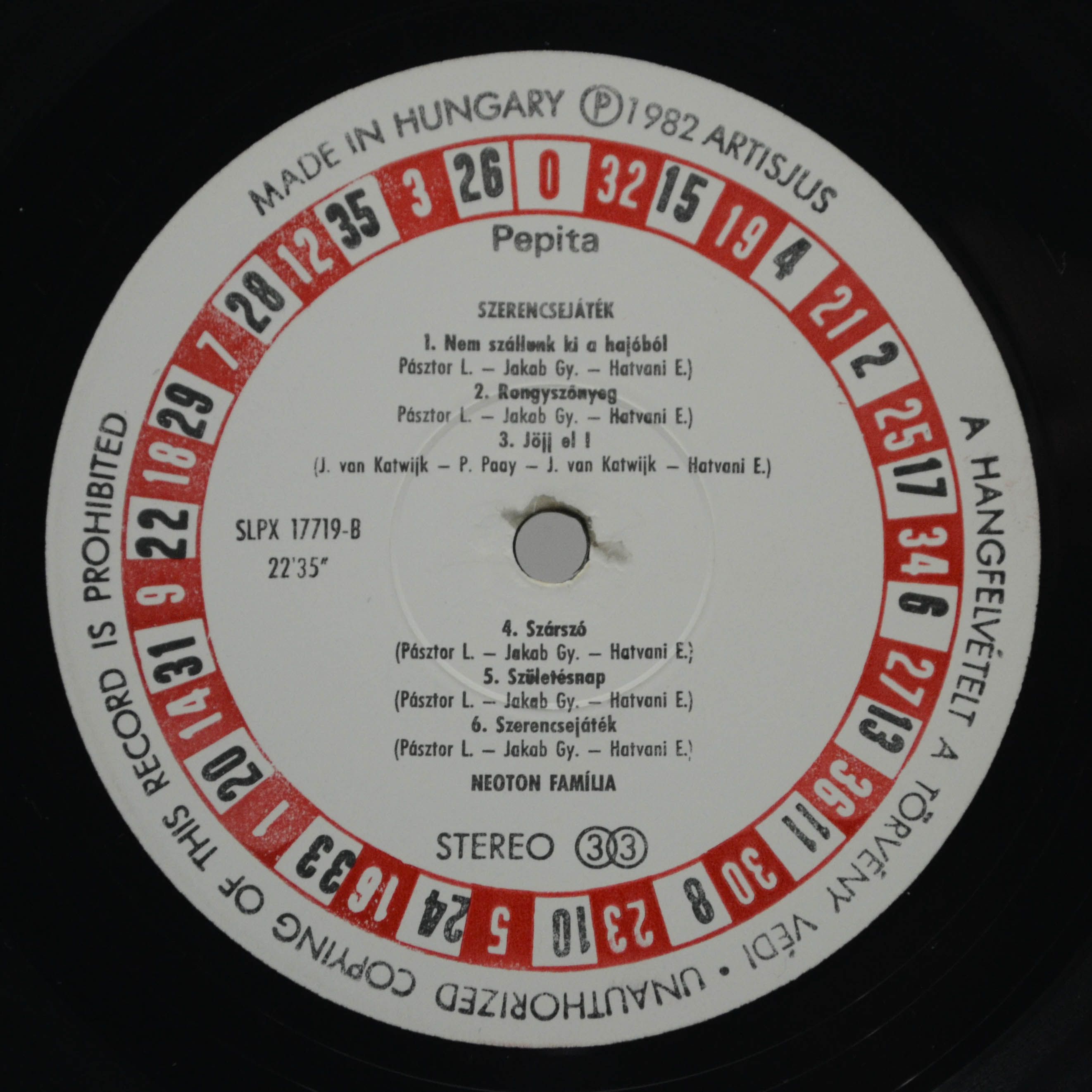 Neoton Familia — Szerencsejáték (1-st, Hungary), 1982