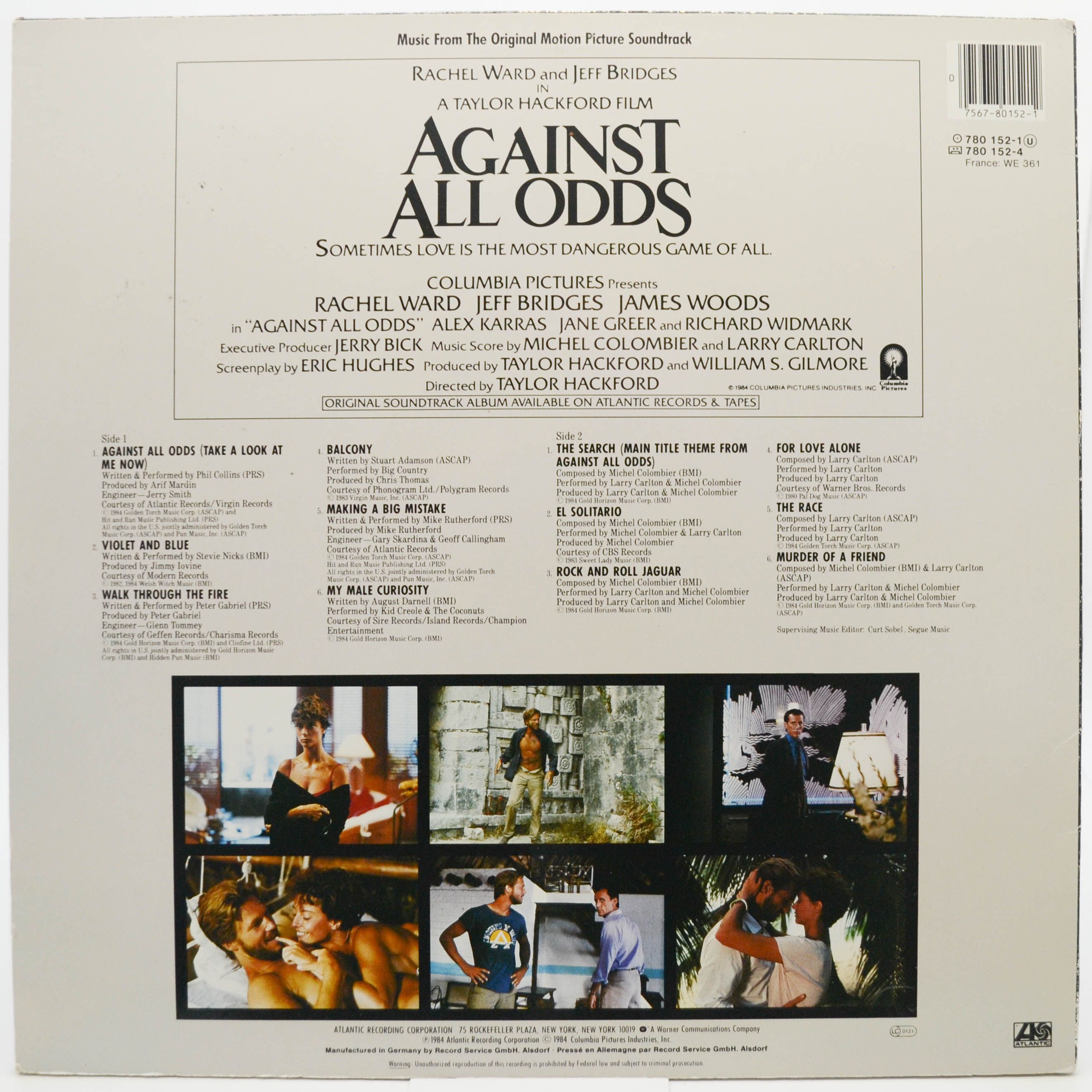 Various — Against All Odds (Music From The Original Picture Soundtrack), 1984