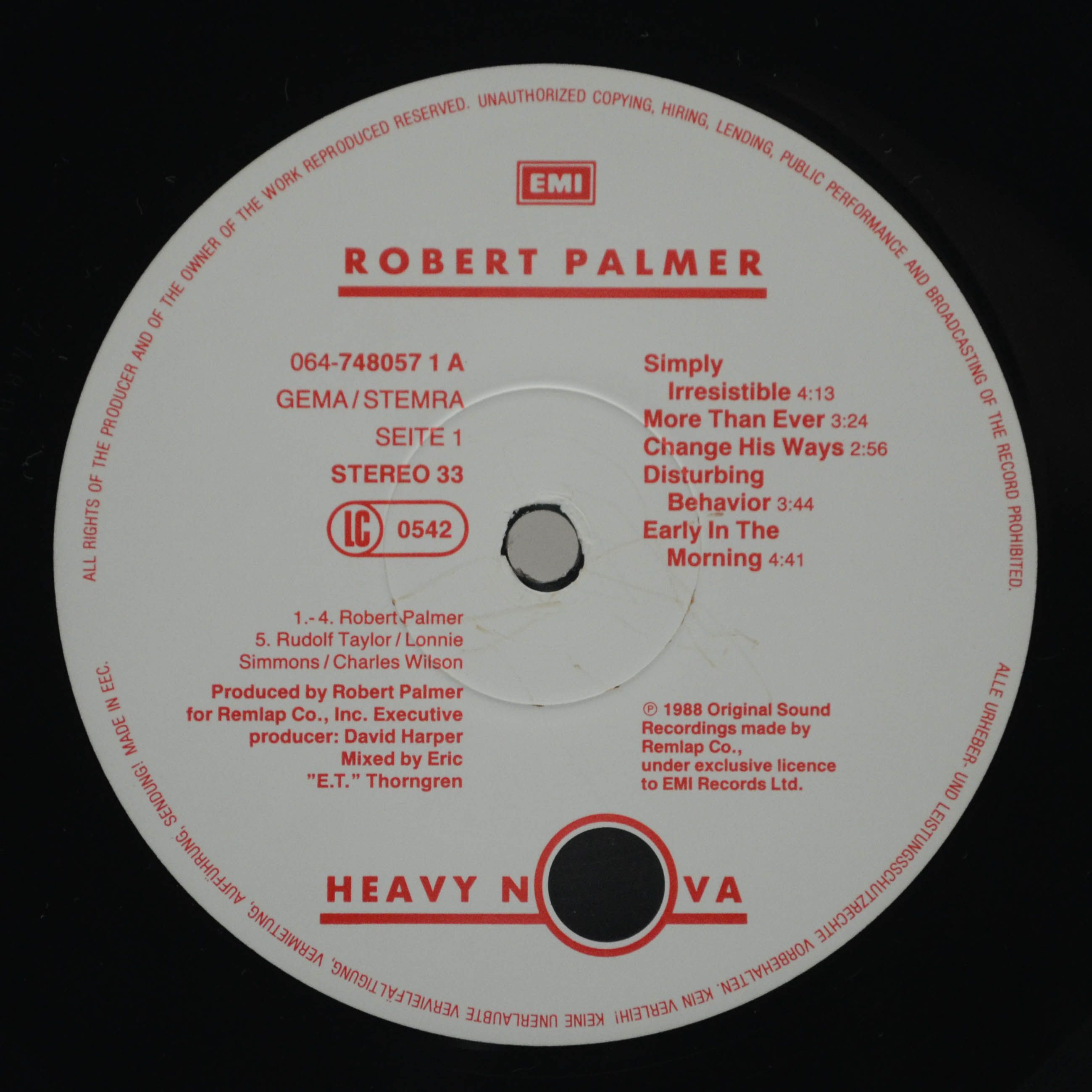 Robert Palmer — Heavy Nova, 1988