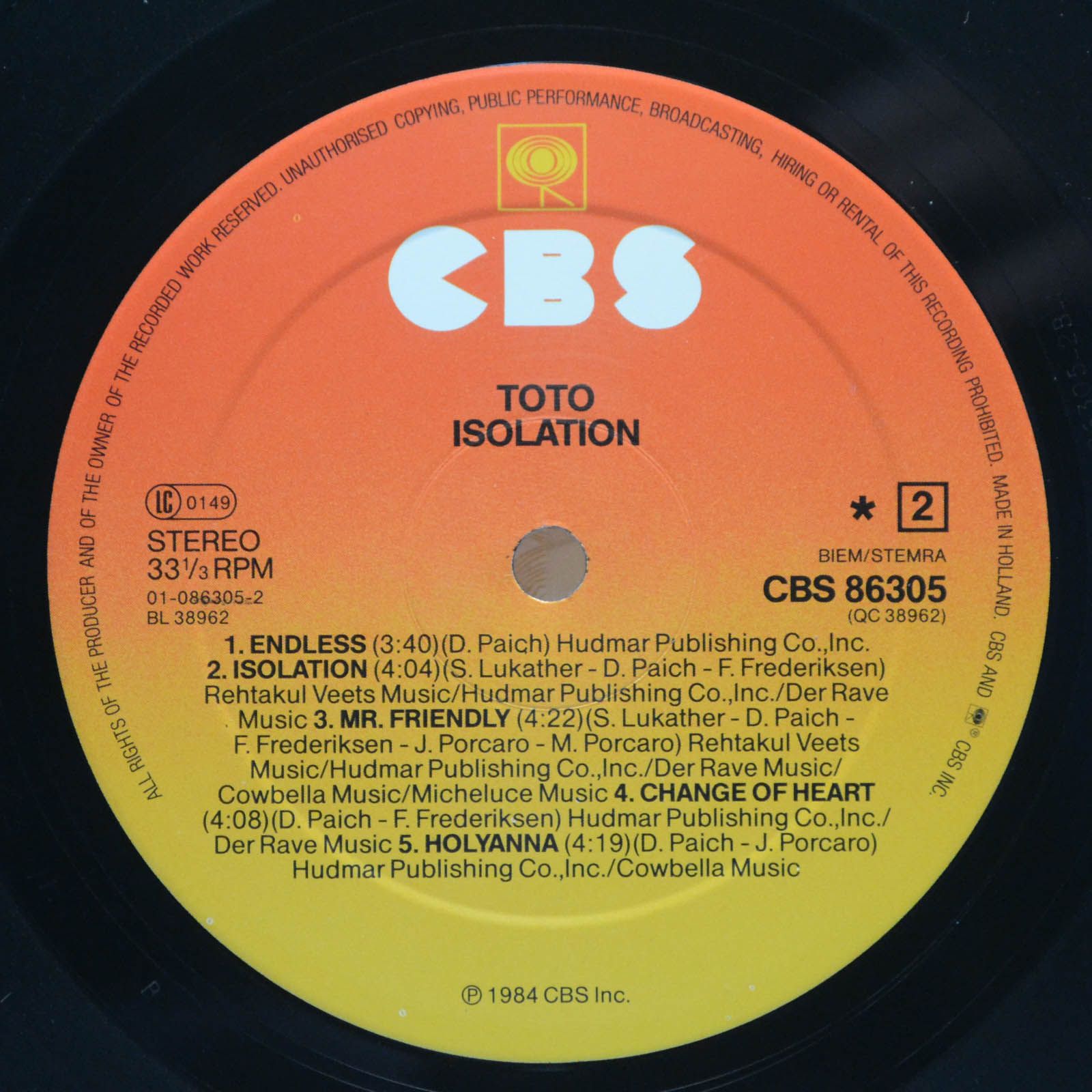 Toto — Isolation, 1984