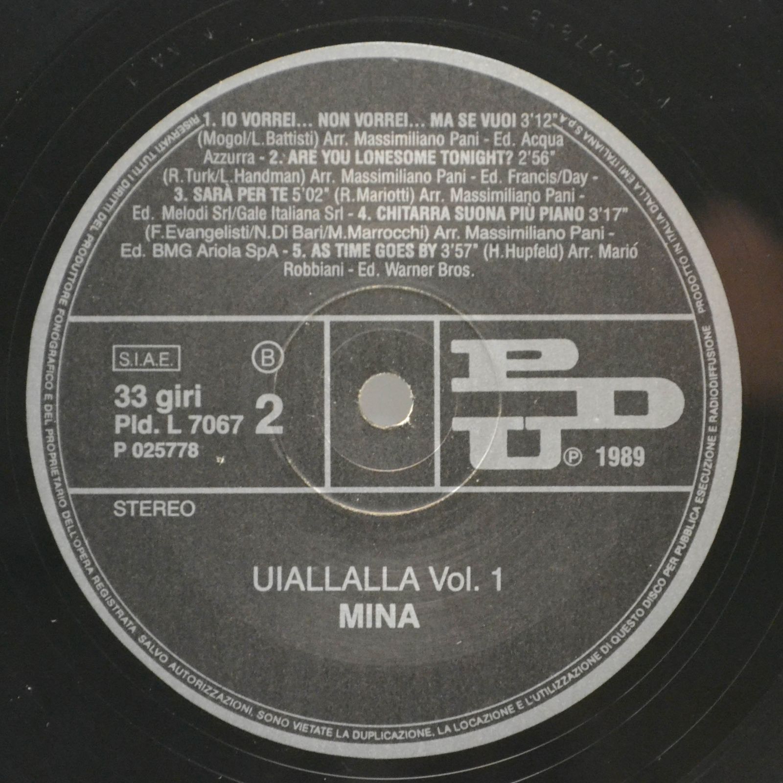 Mina — Uiallalla (2LP, 1-st, Italy, poster), 1989