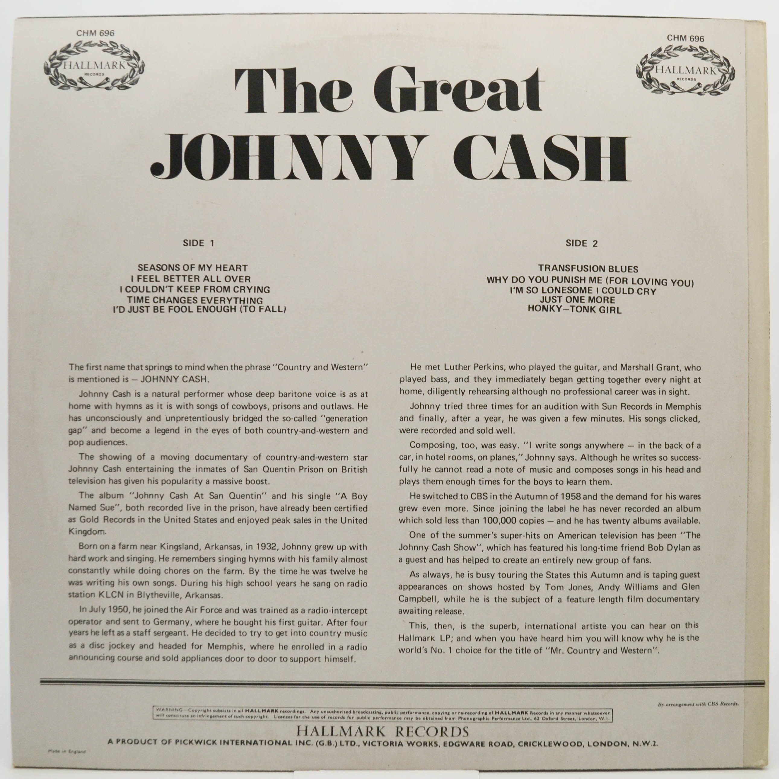 Johnny Cash — The Great Johnny Cash (UK), 1960