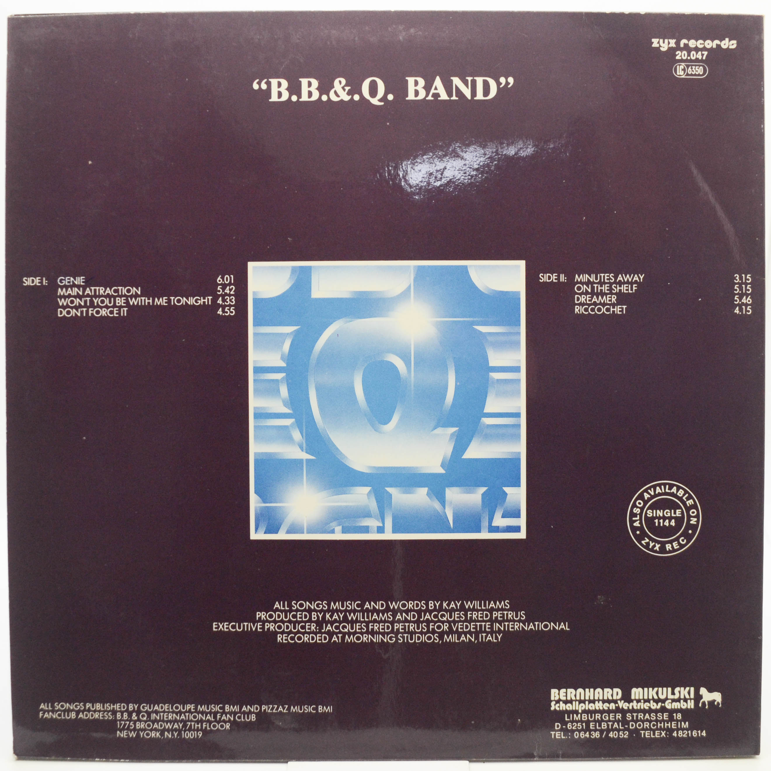 Виниловая пластинка B. B. & Q Band — Genie, 1985