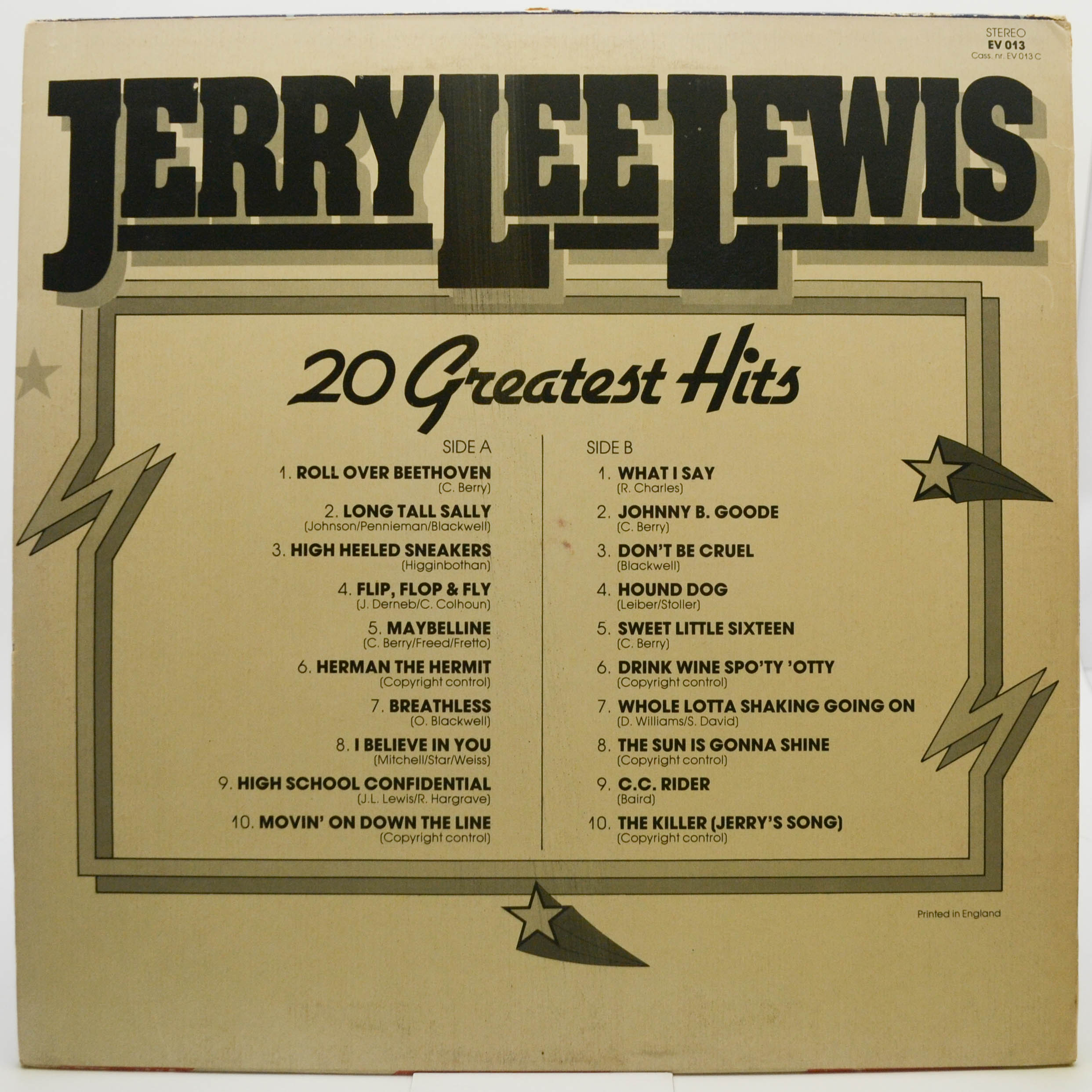 Виниловая пластинка Jerry Lee Lewis — 20 Greatest Hits, 1982