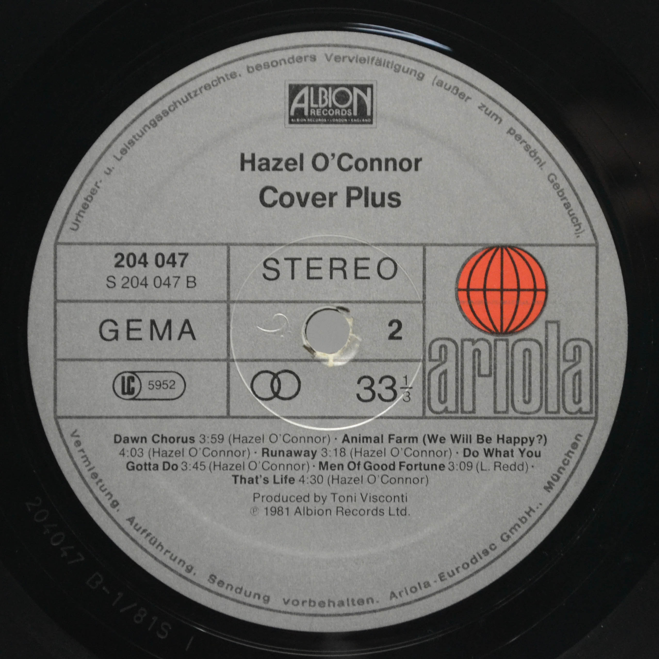 Hazel O'Connor — Cover Plus, 1981