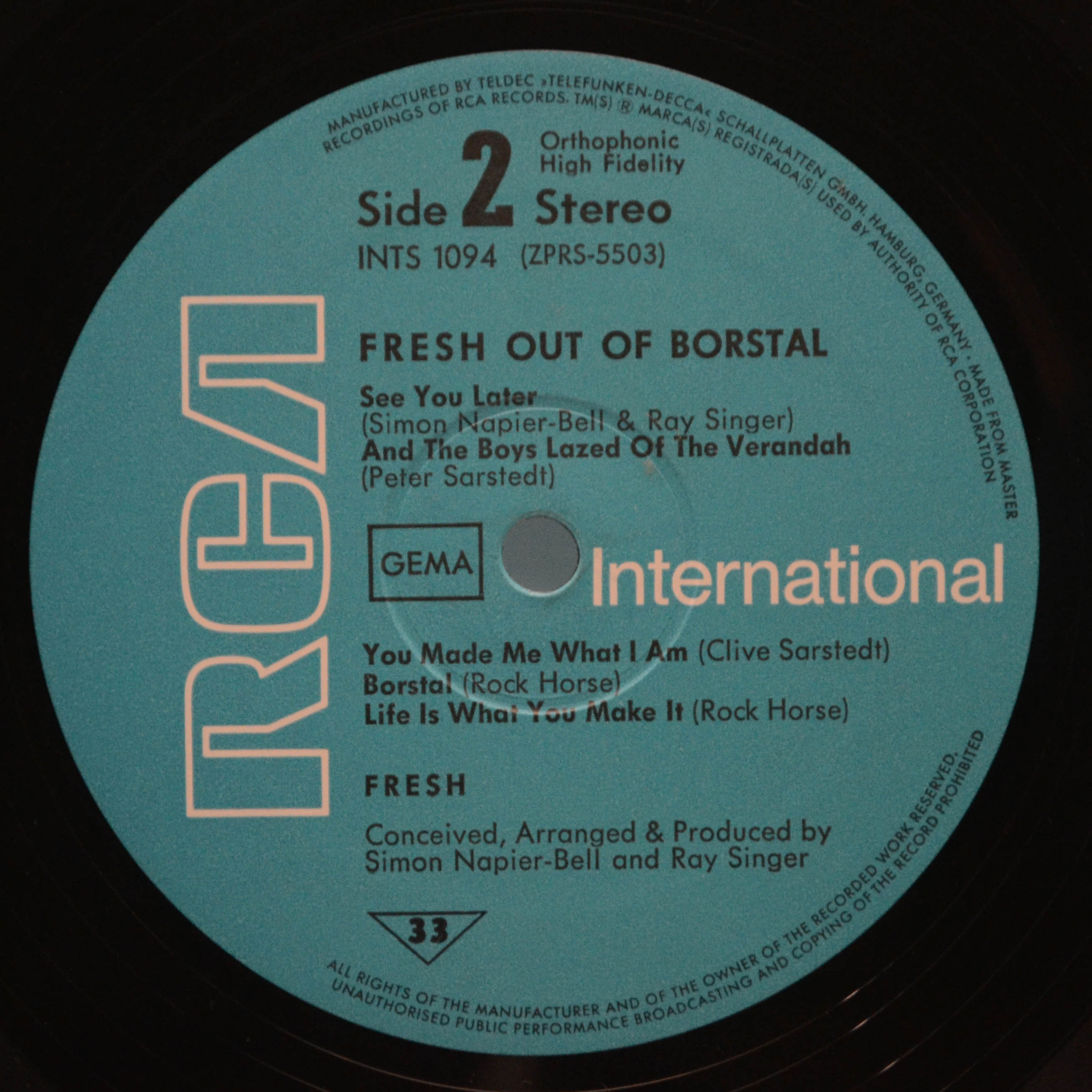 Виниловая пластинка Fresh — Fresh Out Of Borstal, 1972