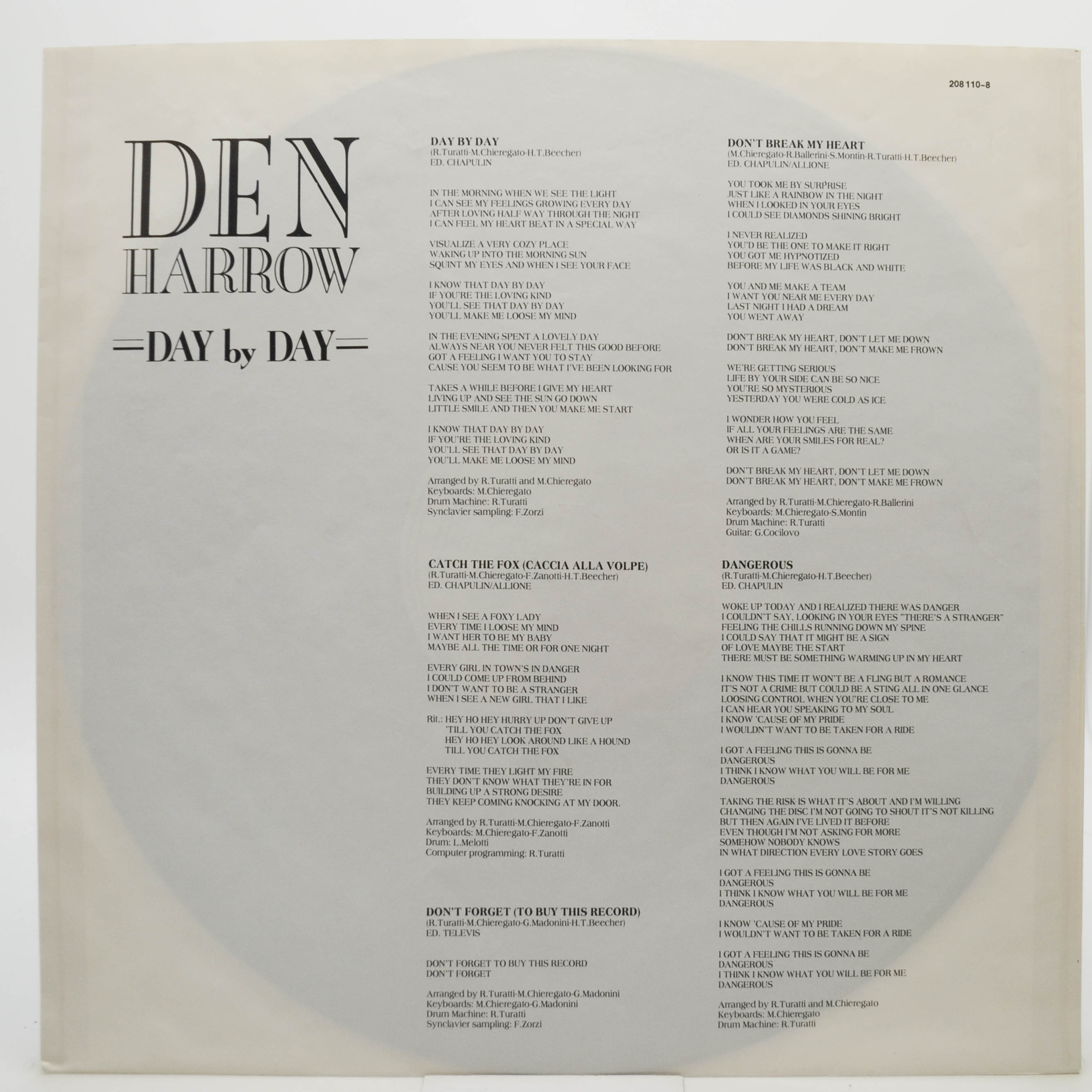 Den Harrow — Day By Day, 1987