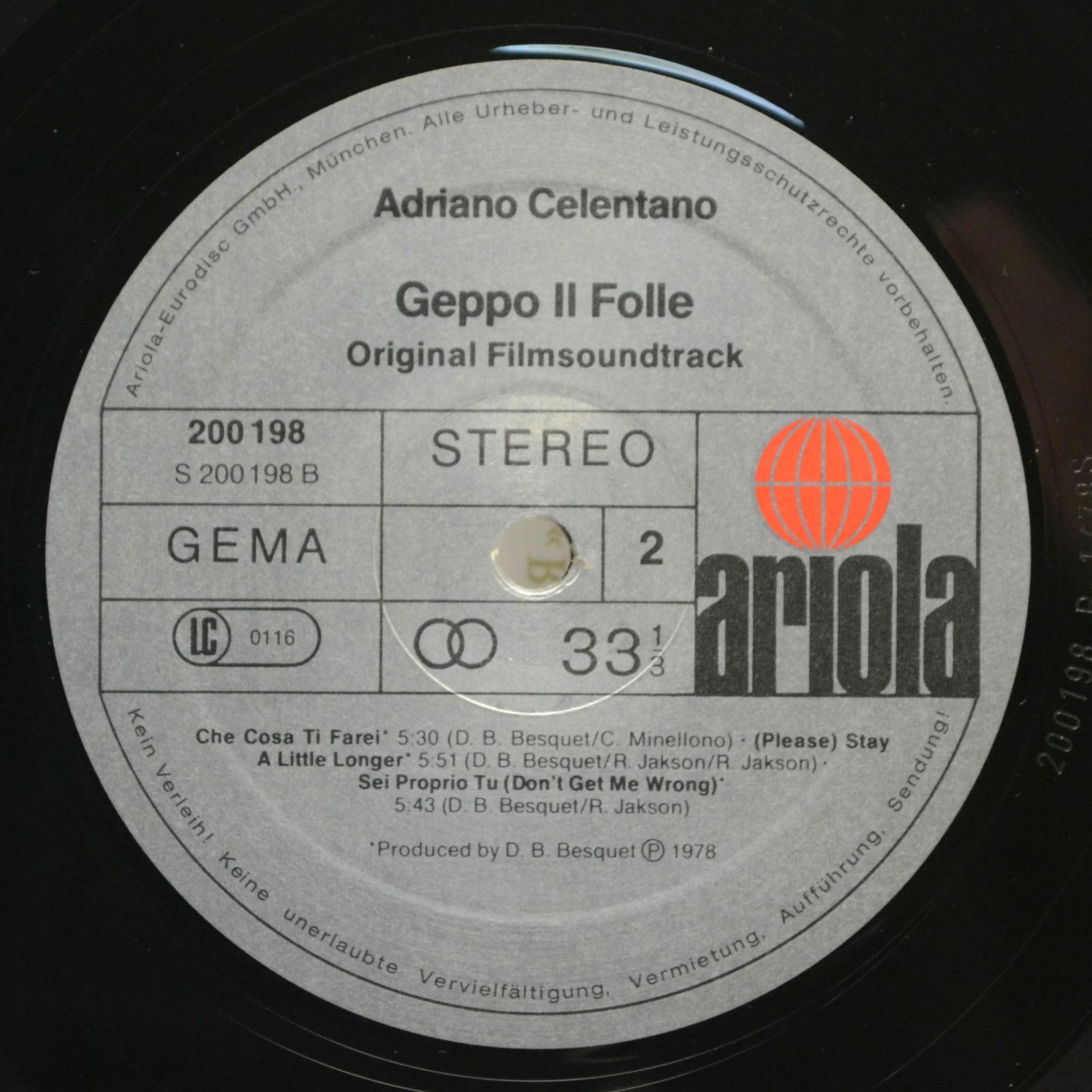Adriano Celentano — Geppo Il Folle, 1978
