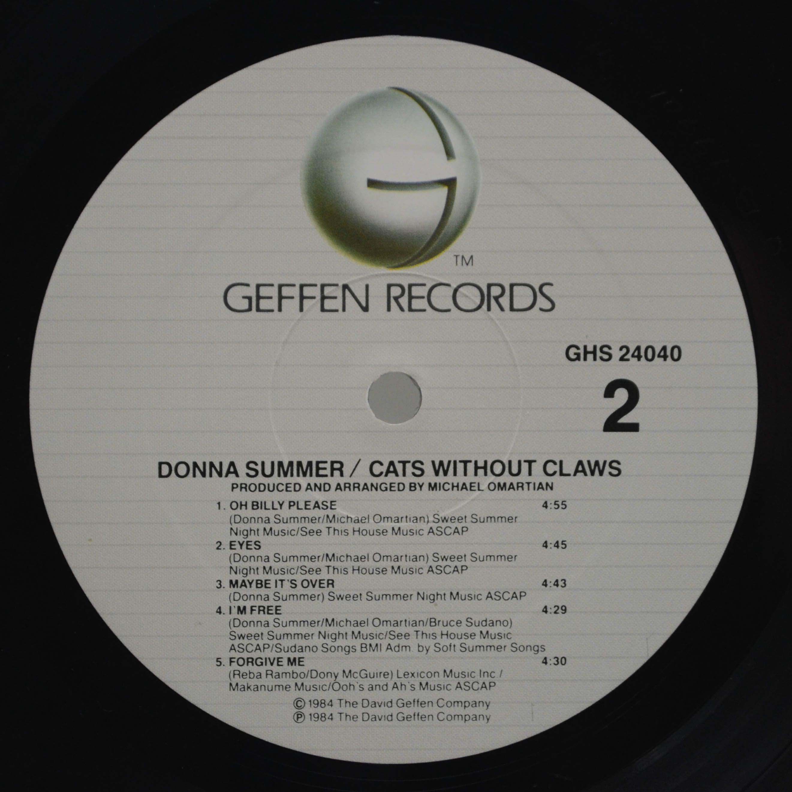 Donna Summer — Cats Without Claws (1-st, USA), 1984