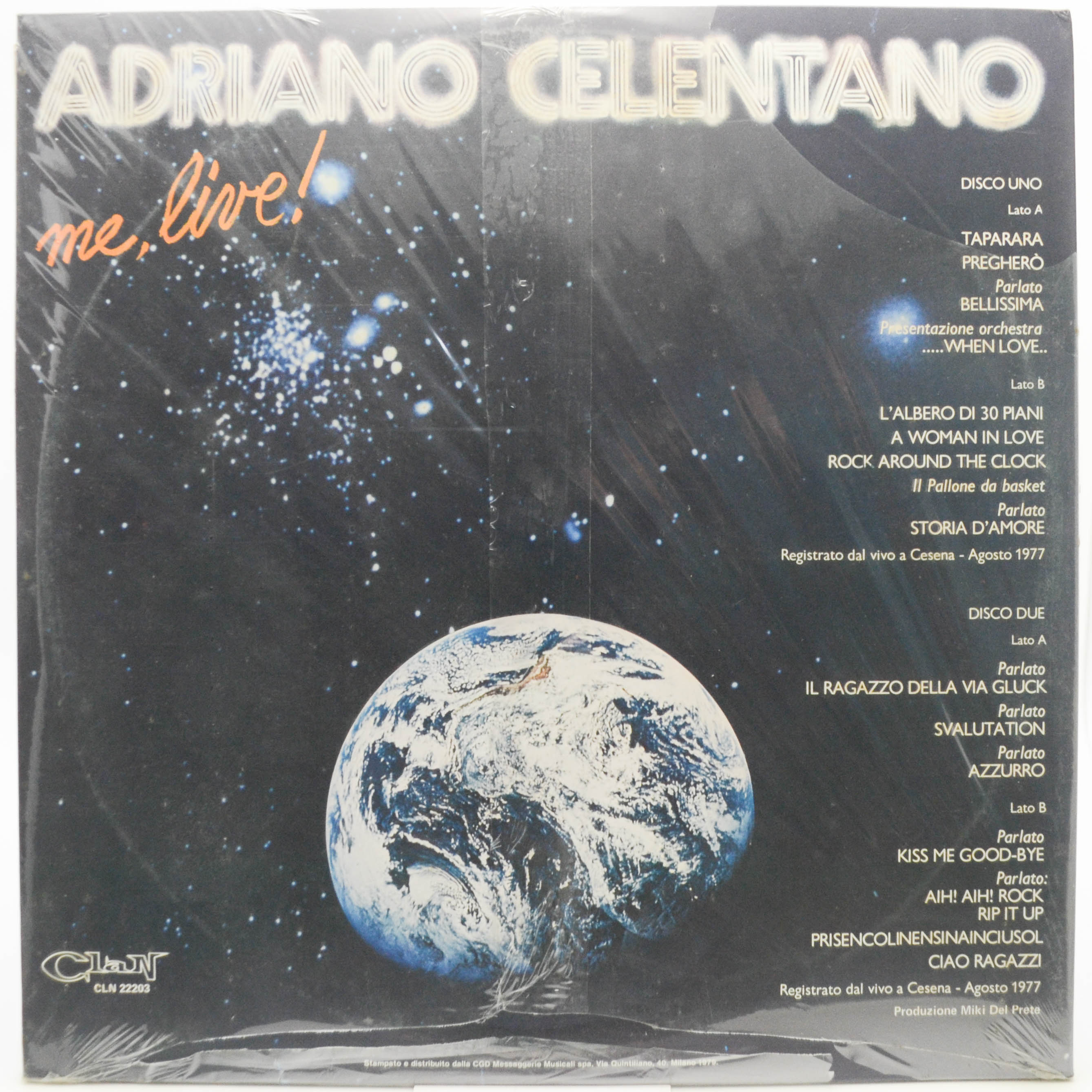 Adriano Celentano — Me, Live! (2LP, 1-st, Italy, Clan), 1979