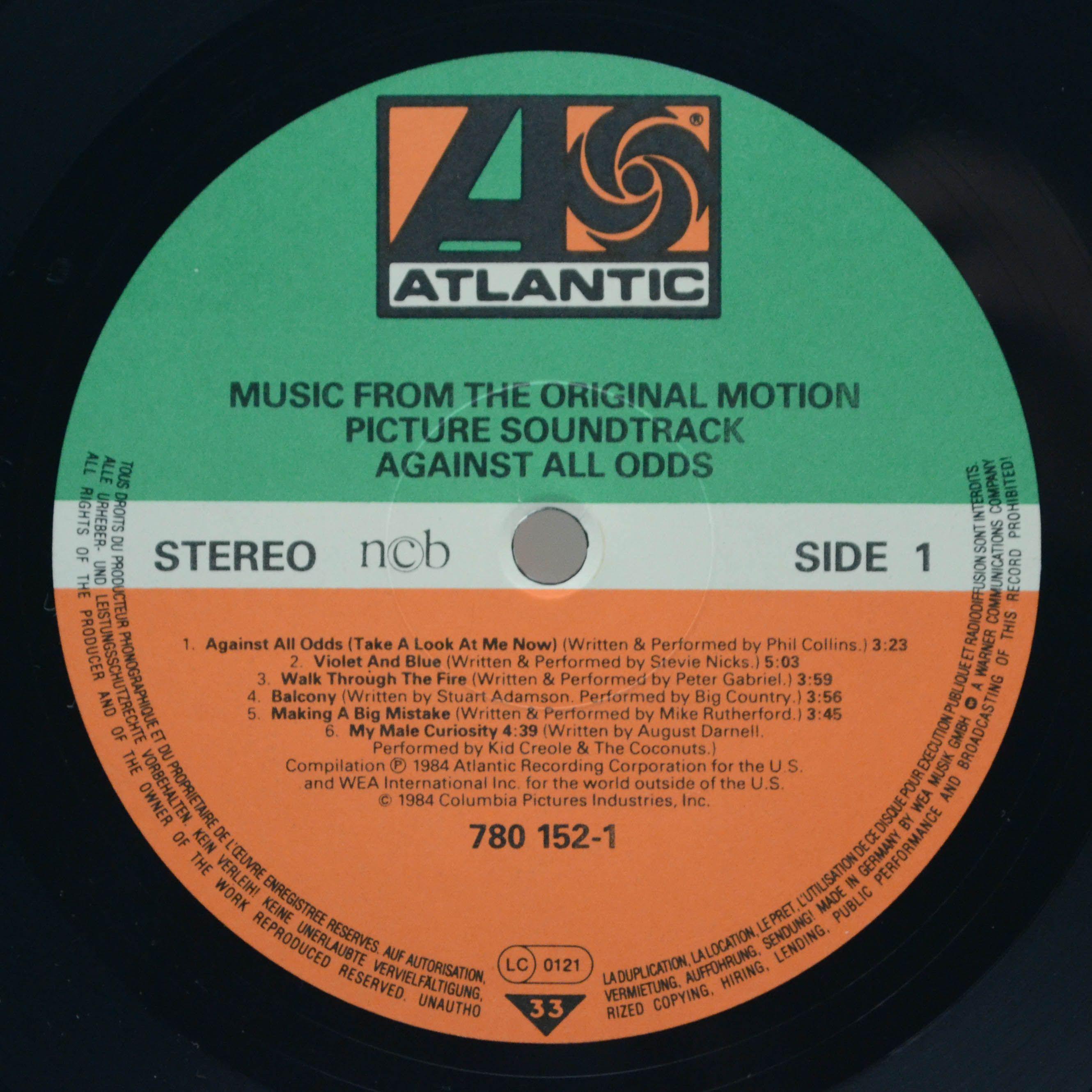 Various — Against All Odds (Music From The Original Picture Soundtrack), 1984
